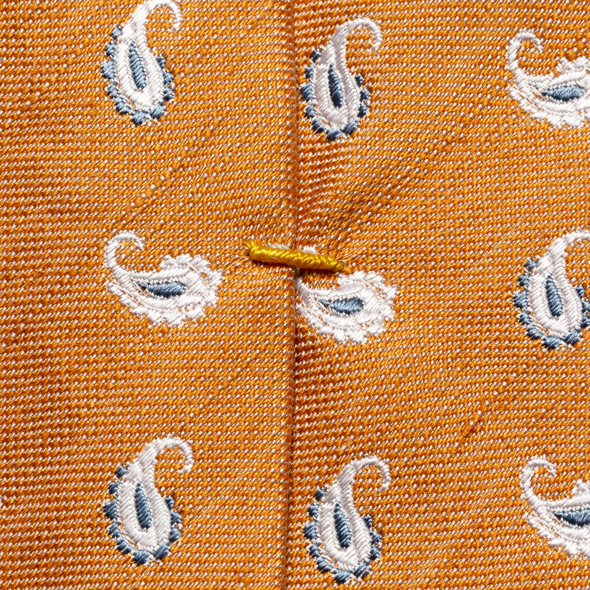 Orange Paisley Pattern Silk-Linen Tie - ETON - Image 3