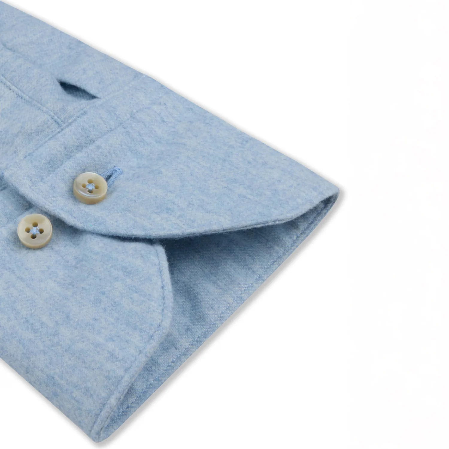 Blue Flannel Solid Fitted Body Shirt - Stenströms - Image 3