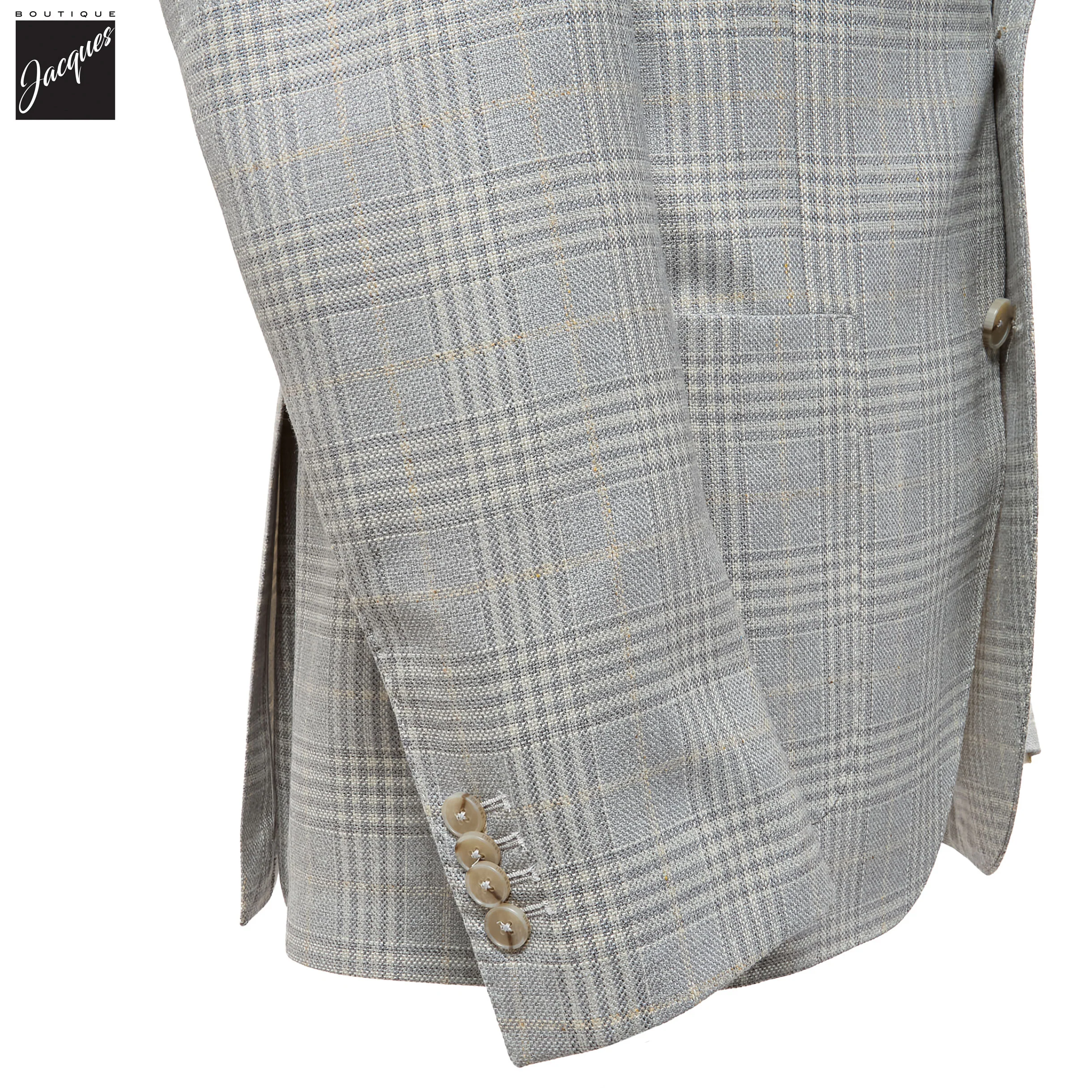 Pale Blue Prince-of-Wales Silk-Wool Jack Fit Unconstructed Sport Jacket - L.B.M. 1911 - Image 3
