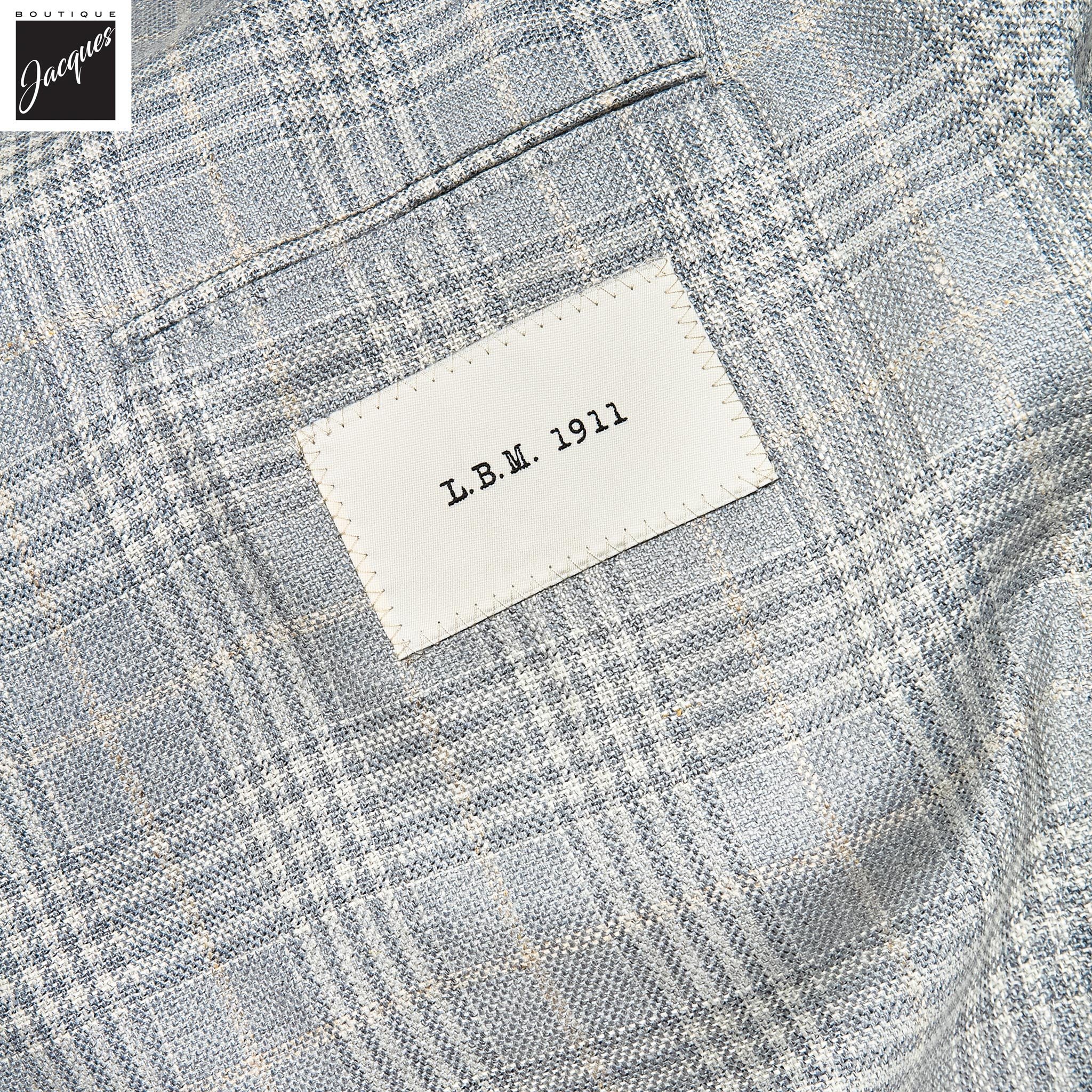 Pale Blue Prince-of-Wales Silk-Wool Jack Fit Unconstructed Sport Jacket - L.B.M. 1911 - Image 4