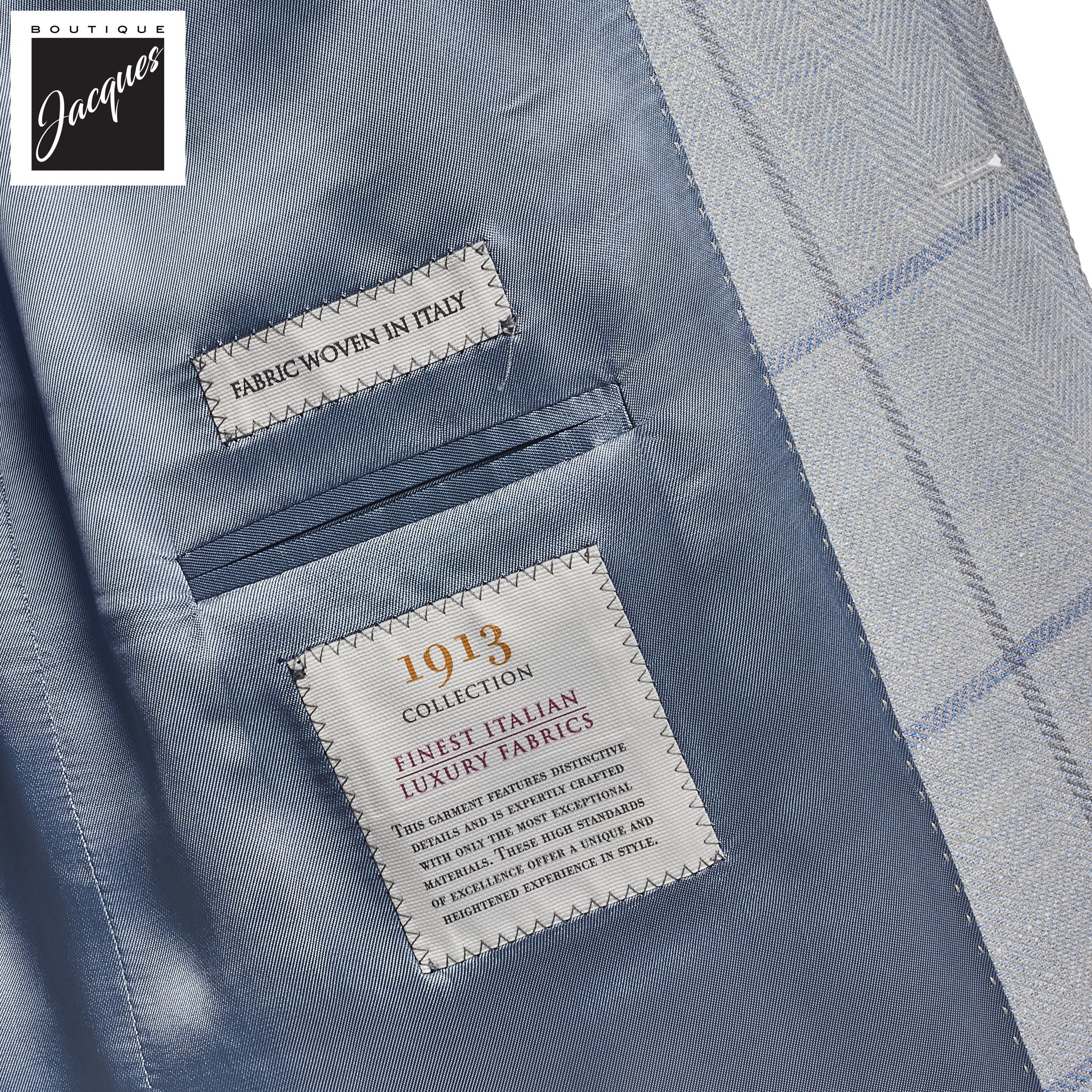 Pale Blue Windowpane Wool/Silk/Linen McAllen Contemporary Fit Sport Jacket - Jack Victor - Image 4