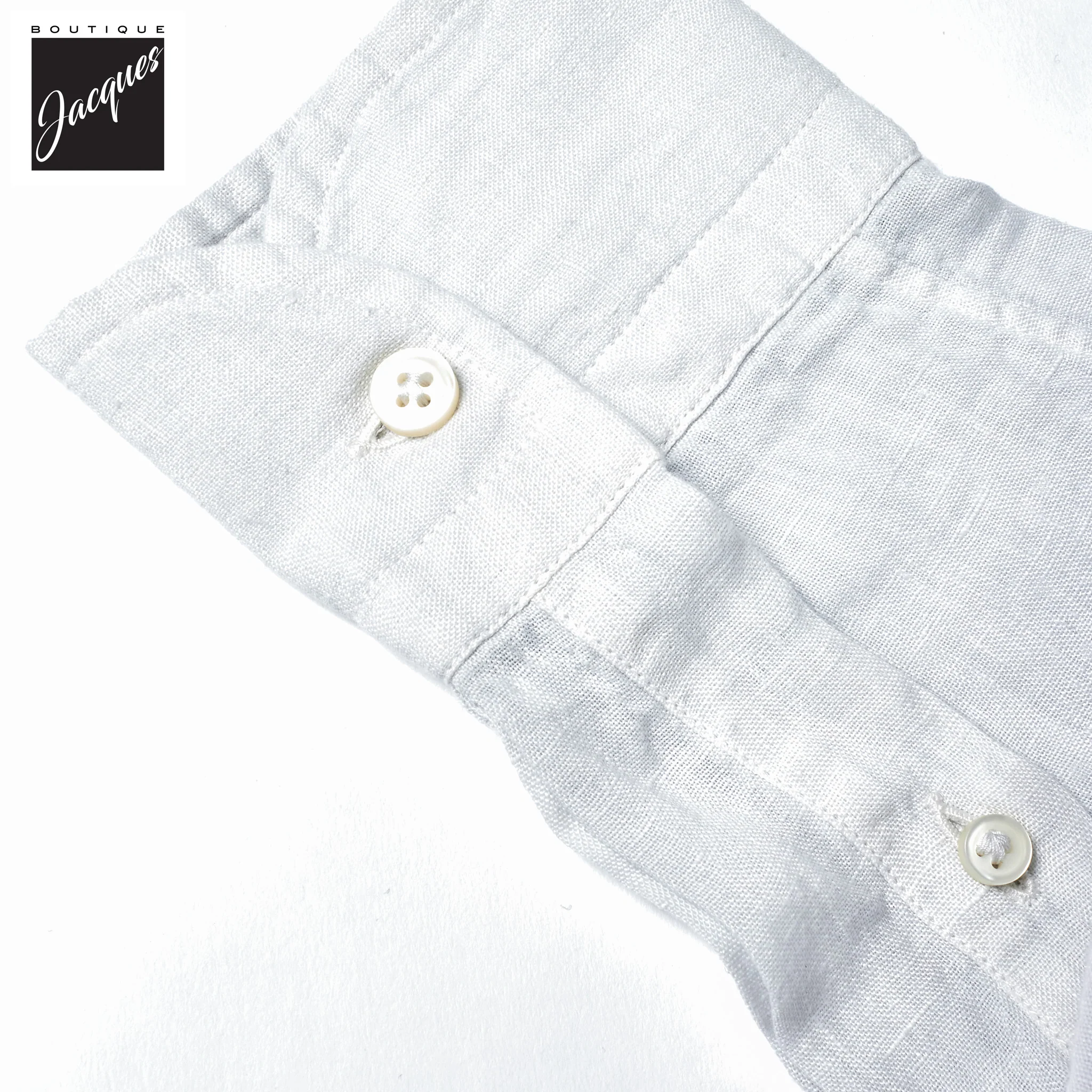 Ice Gray Linen Modern Fit Casual Shirt - SONRISA - Image 3