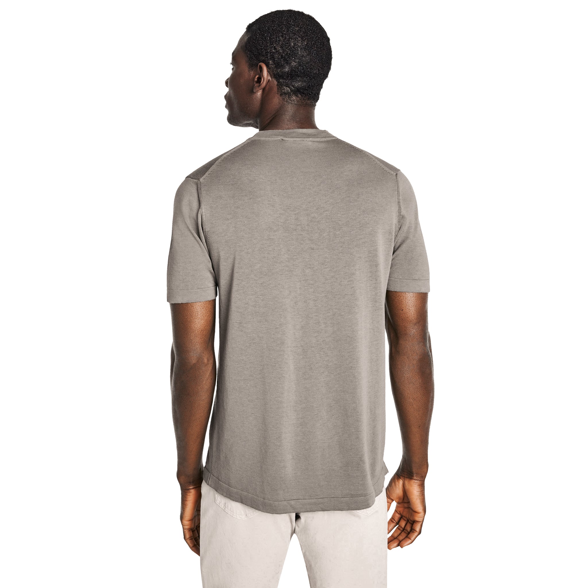 Pearl Cotton Silk Knit Short Sleeve Wellington Crewneck - Jack Victor - Image 3