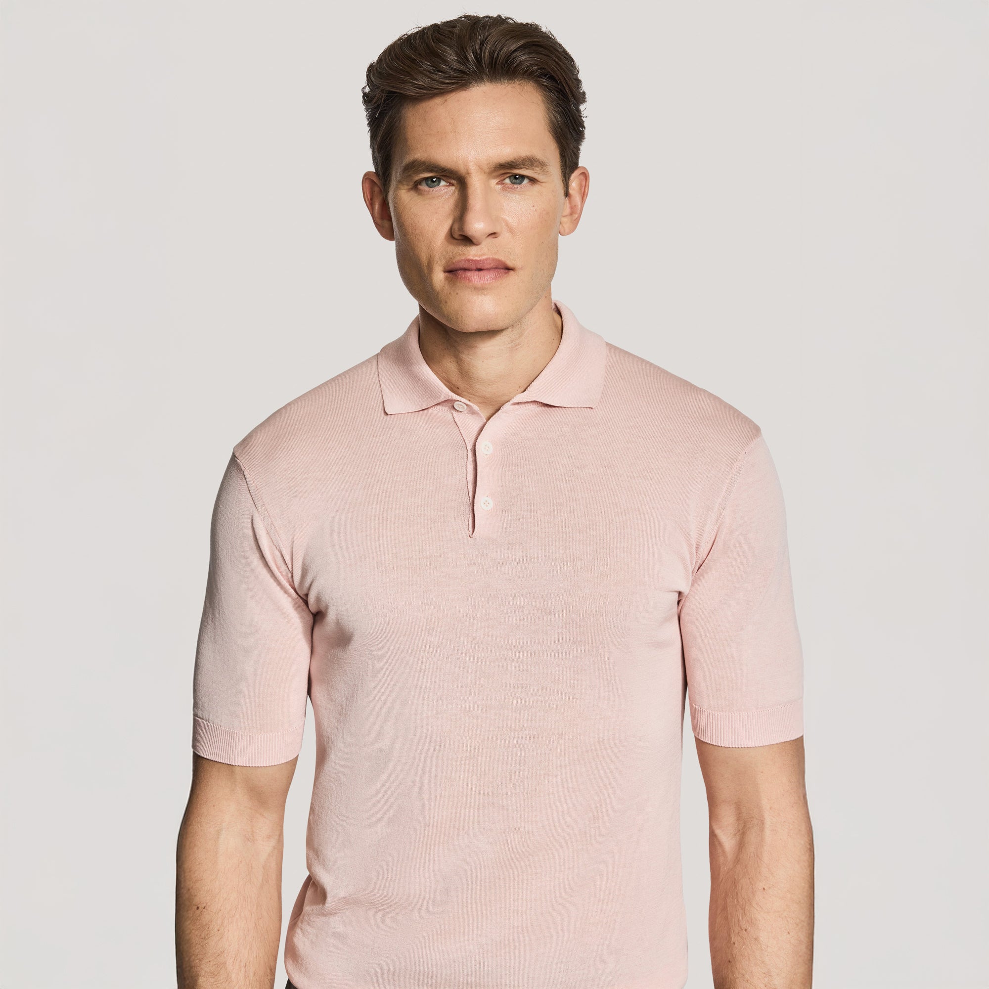 Pink Cotton Silk Tupper Knit Polo - Jack Victor - Image 2