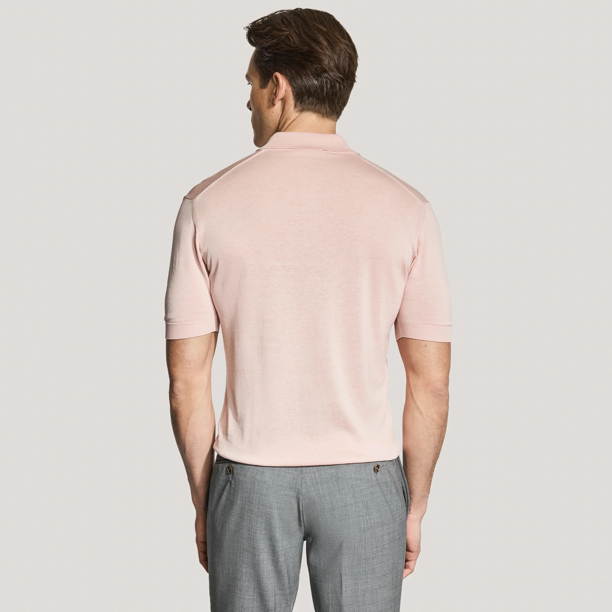 Pink Cotton Silk Tupper Knit Polo - Jack Victor - Image 3