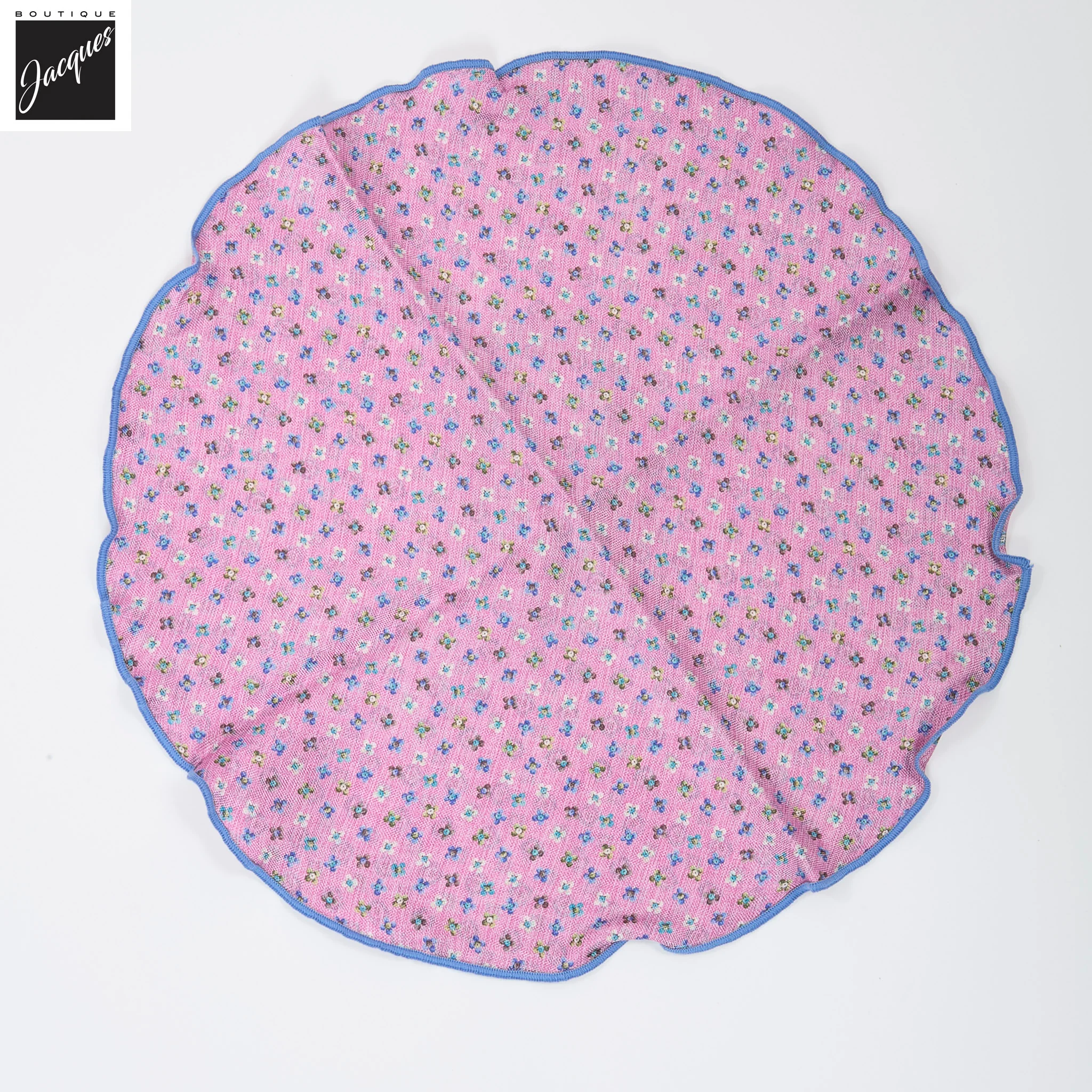Pink Floral/Medallion Reversible Silk Pocket Round - DION - Image 2