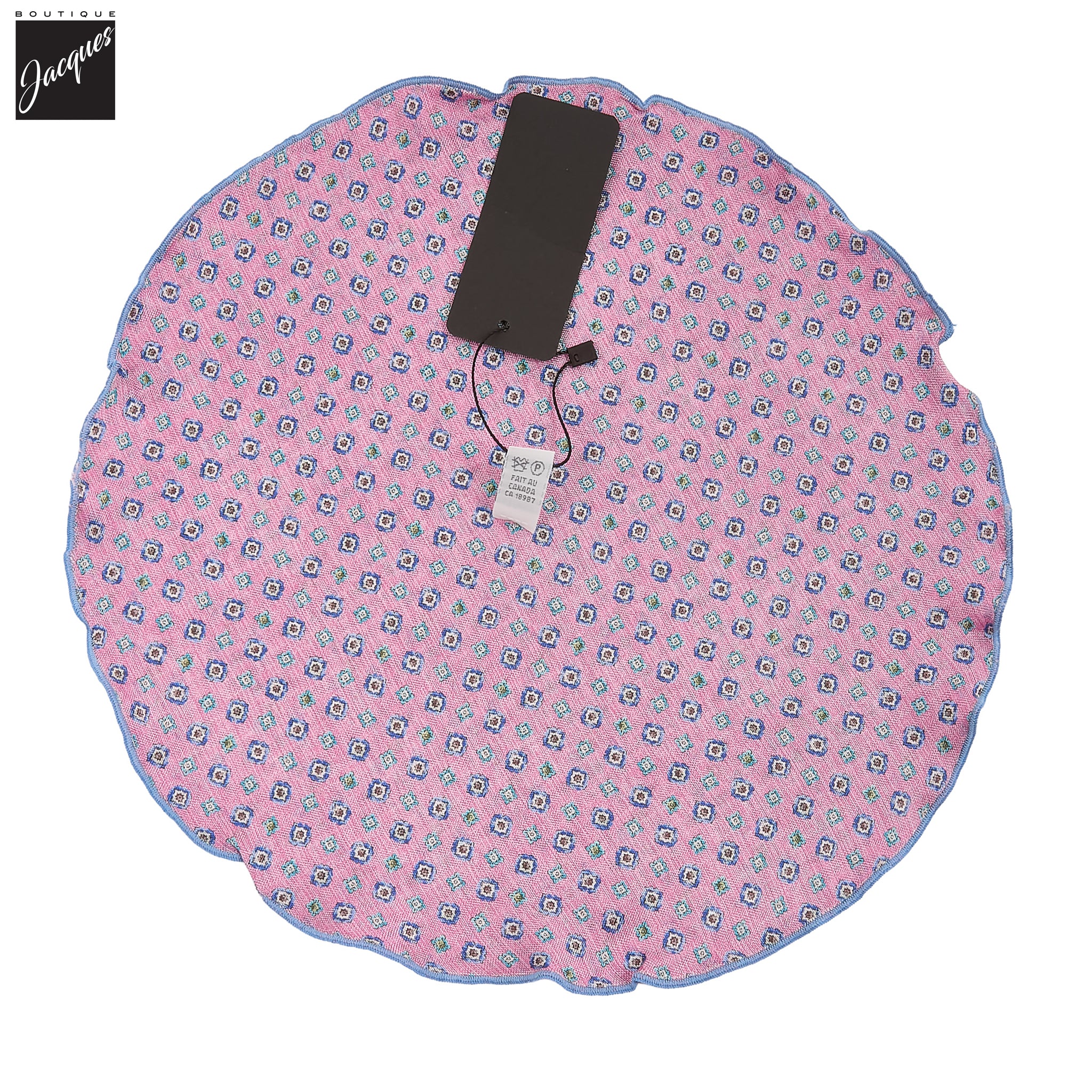 Pink Floral/Medallion Reversible Silk Pocket Round - DION - Image 3