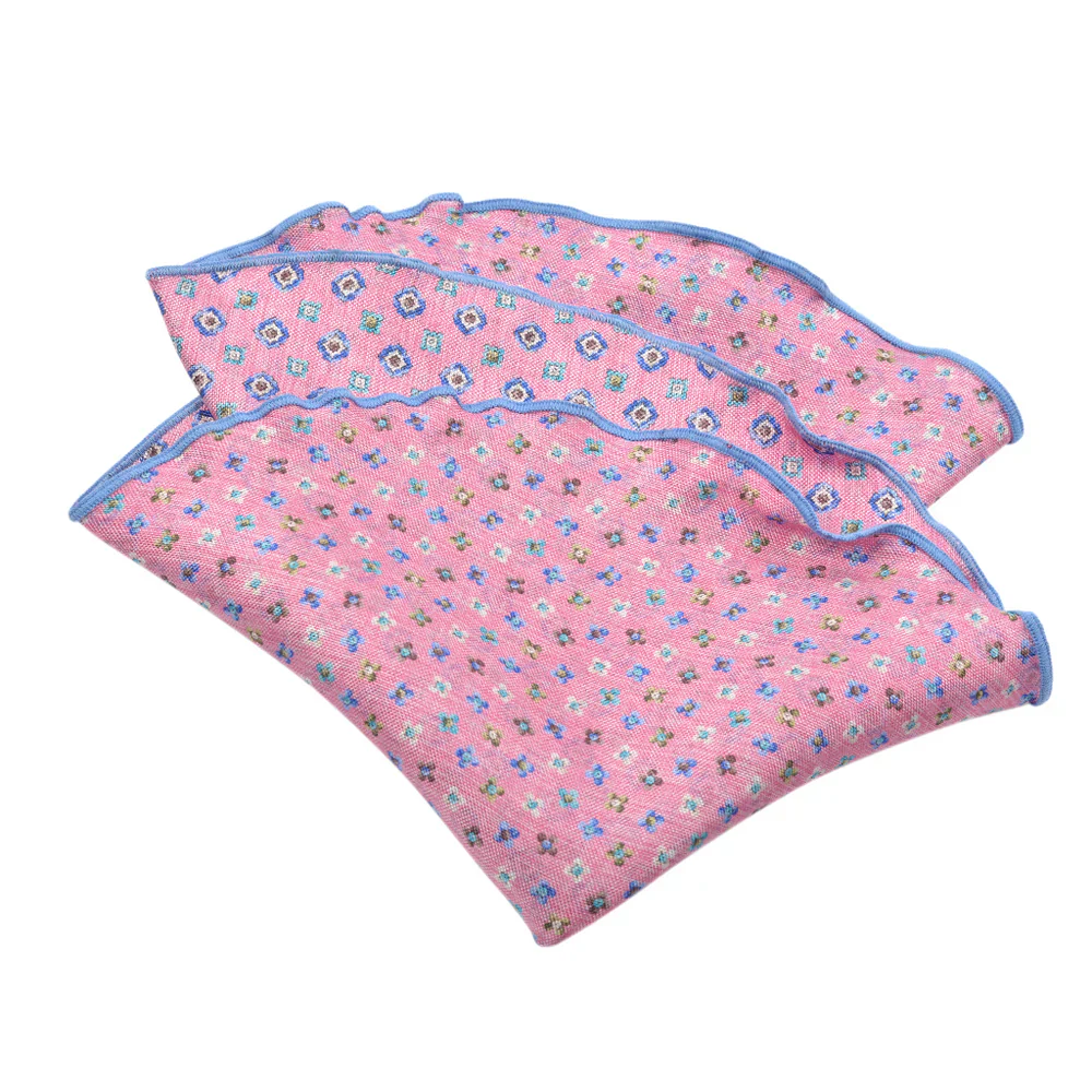 Pink Floral/Medallion Reversible Silk Pocket Round - DION - Image 4