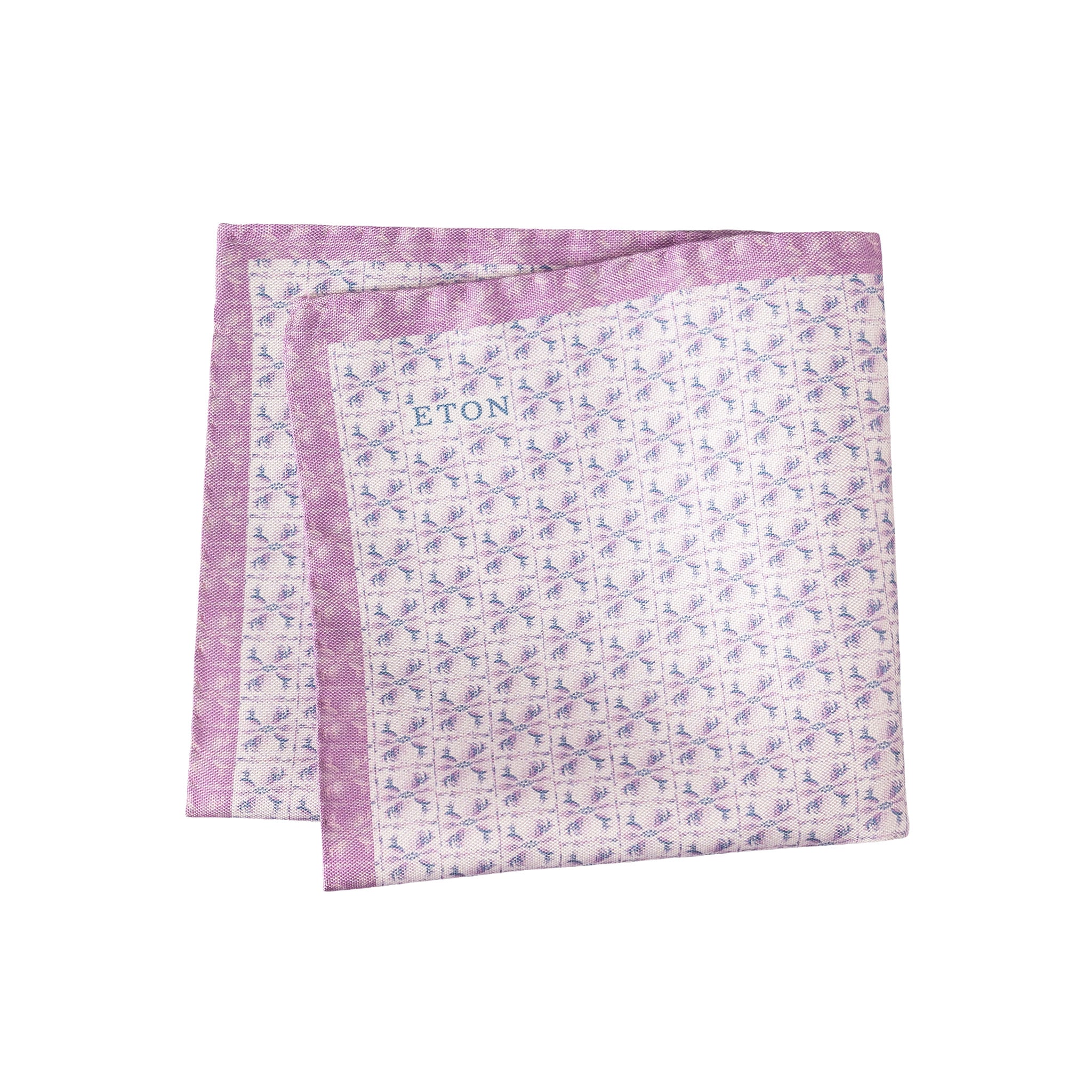 Pink Floral Motif Panama Silk Pocket Square - ETON