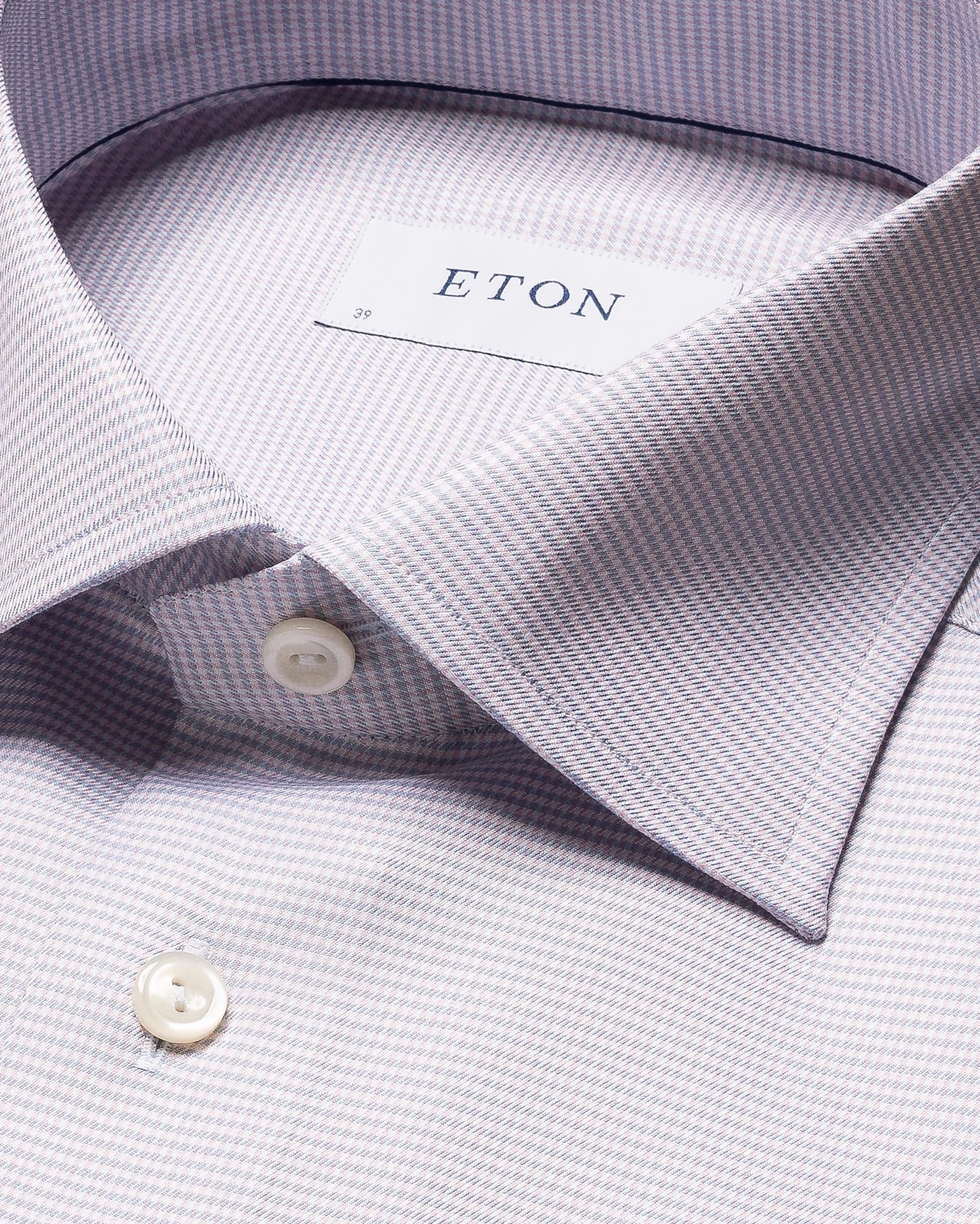 Pink Houndstooth Cotton & Tencel Contemporary Fit Shirt - ETON - Image 4