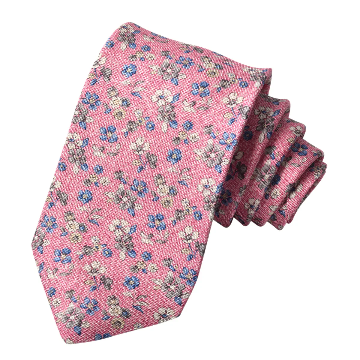 Pink Mélange Floral Printed Panama Silk Tie - DION