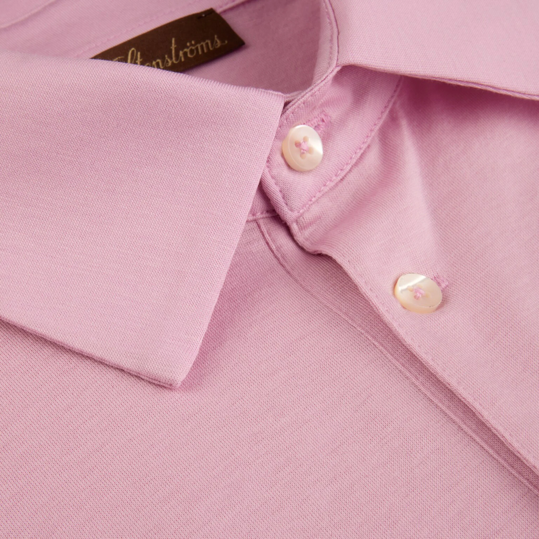 Pink Short Sleeve Mercerized Cotton Polo Shirt - Stenströms - Image 3