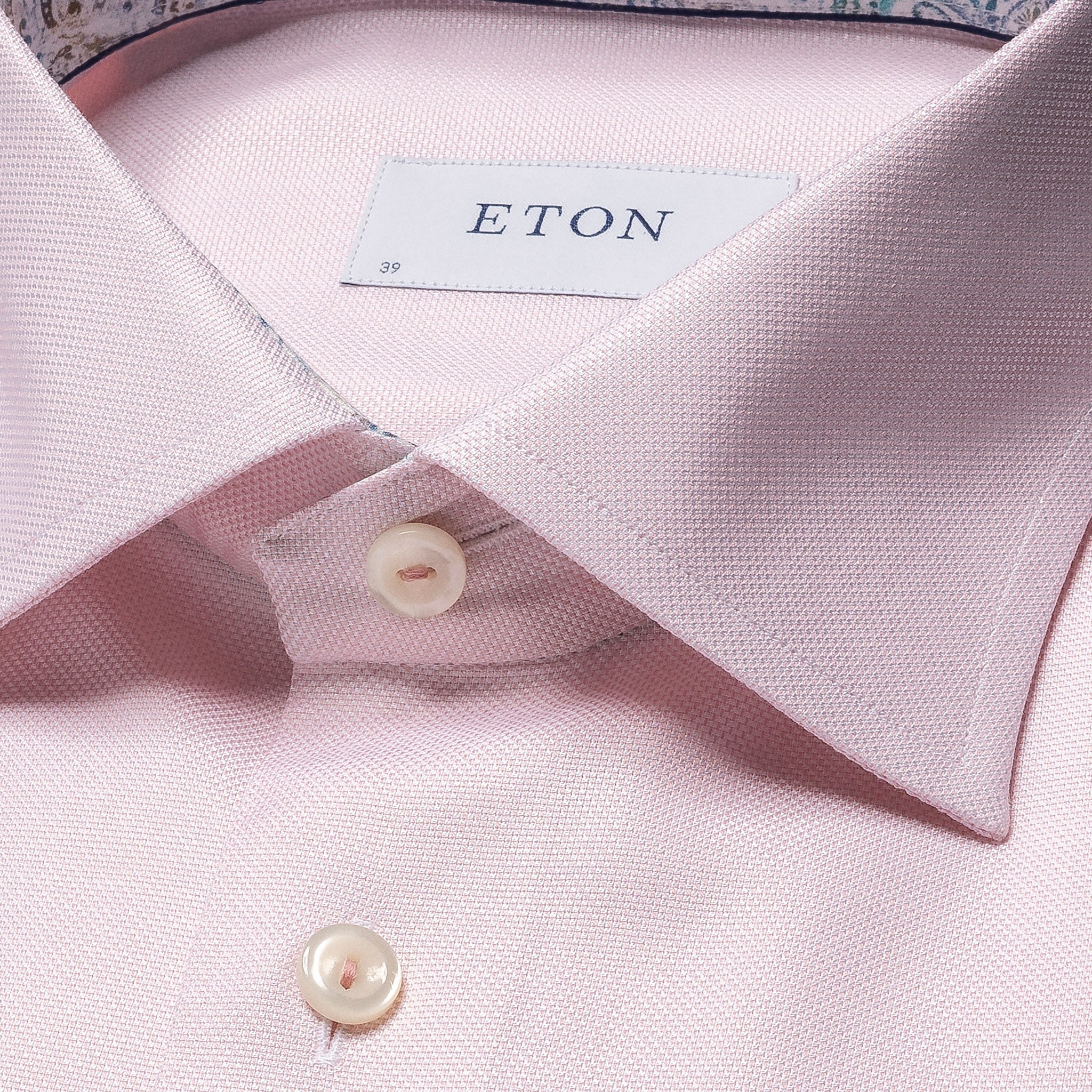 Pink Solid Oxford Cotton-Tencel Slim Fit Shirt - ETON - Image 2