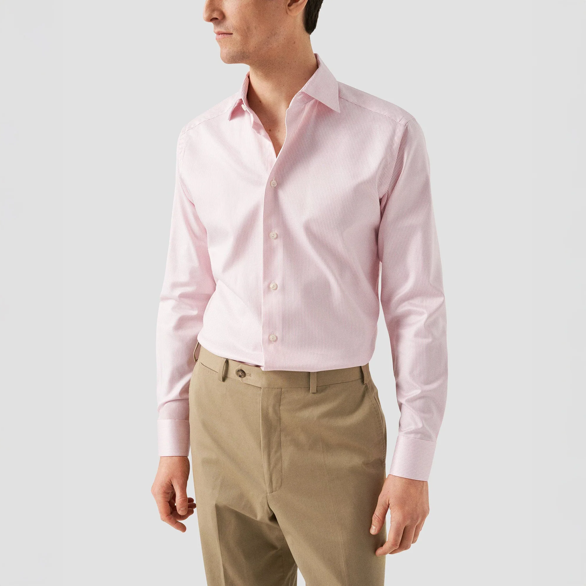 Pink Striped Cotton-Tencel Contemporary Fit Shirt - ETON - Image 5