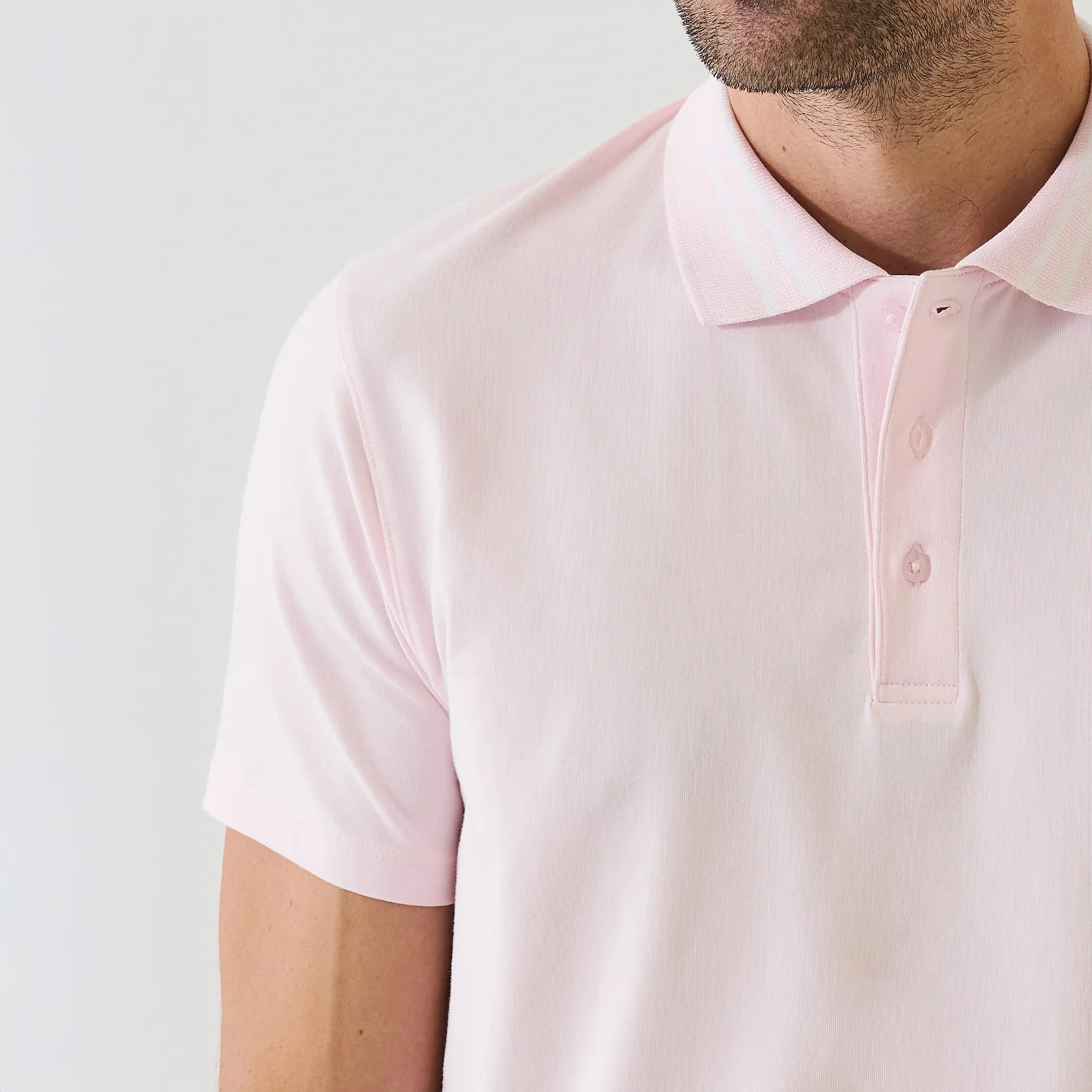 Pixie Pink Tipped Iconic Pima Cotton Stretch Button Polo Shirt - Patrick Assaraf - Image 3