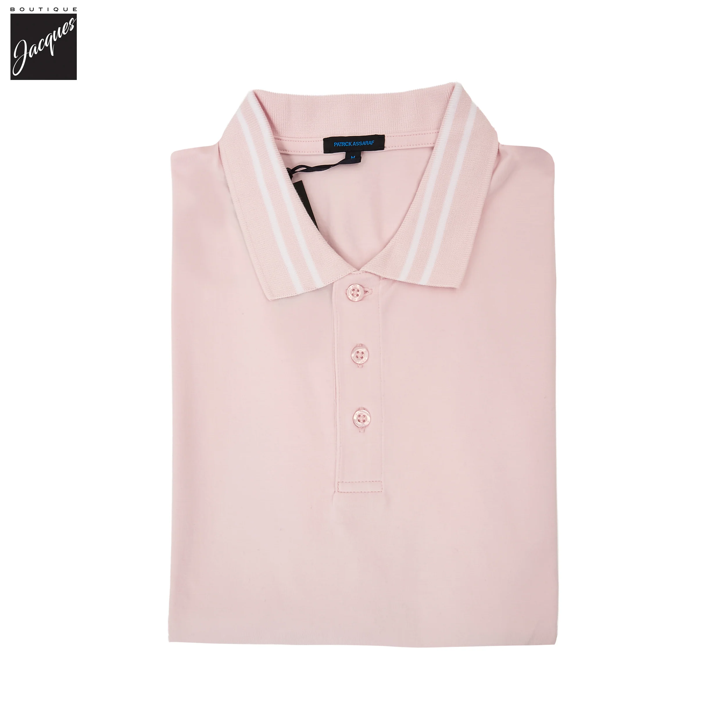 Pixie Pink Tipped Iconic Pima Cotton Stretch Button Polo Shirt - Patrick Assaraf - Image 4