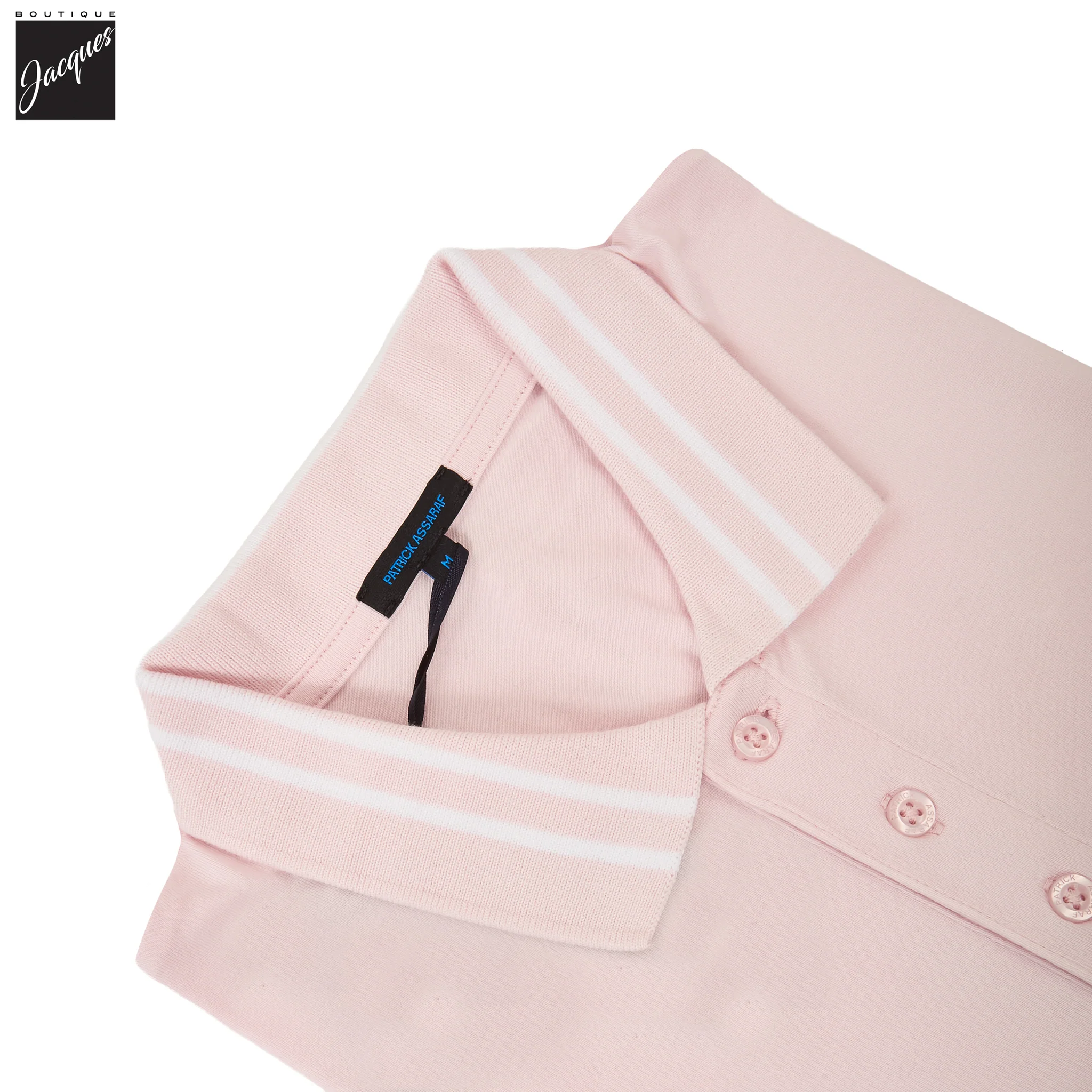 Pixie Pink Tipped Iconic Pima Cotton Stretch Button Polo Shirt - Patrick Assaraf - Image 5