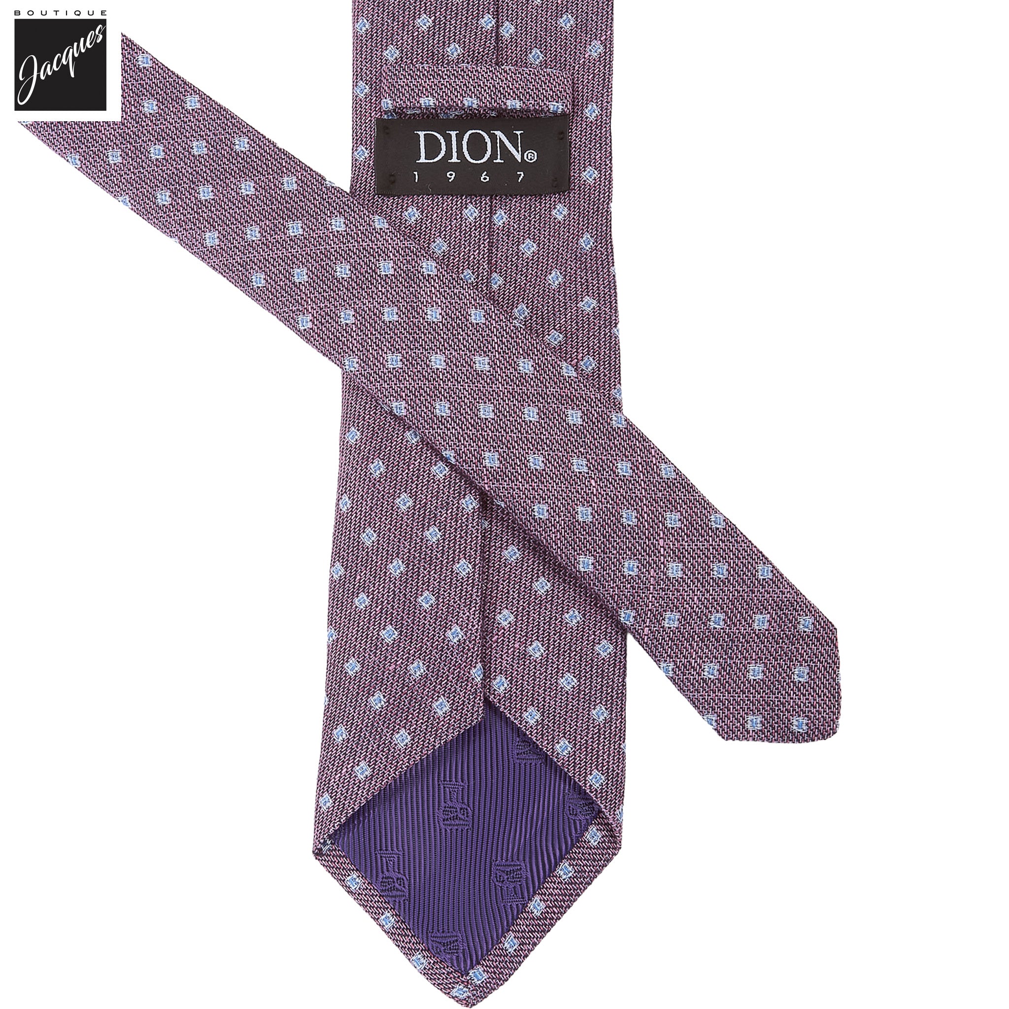 Plum Mélange Micro Diamond Woven Silk-Linen Tie - DION - Image 2