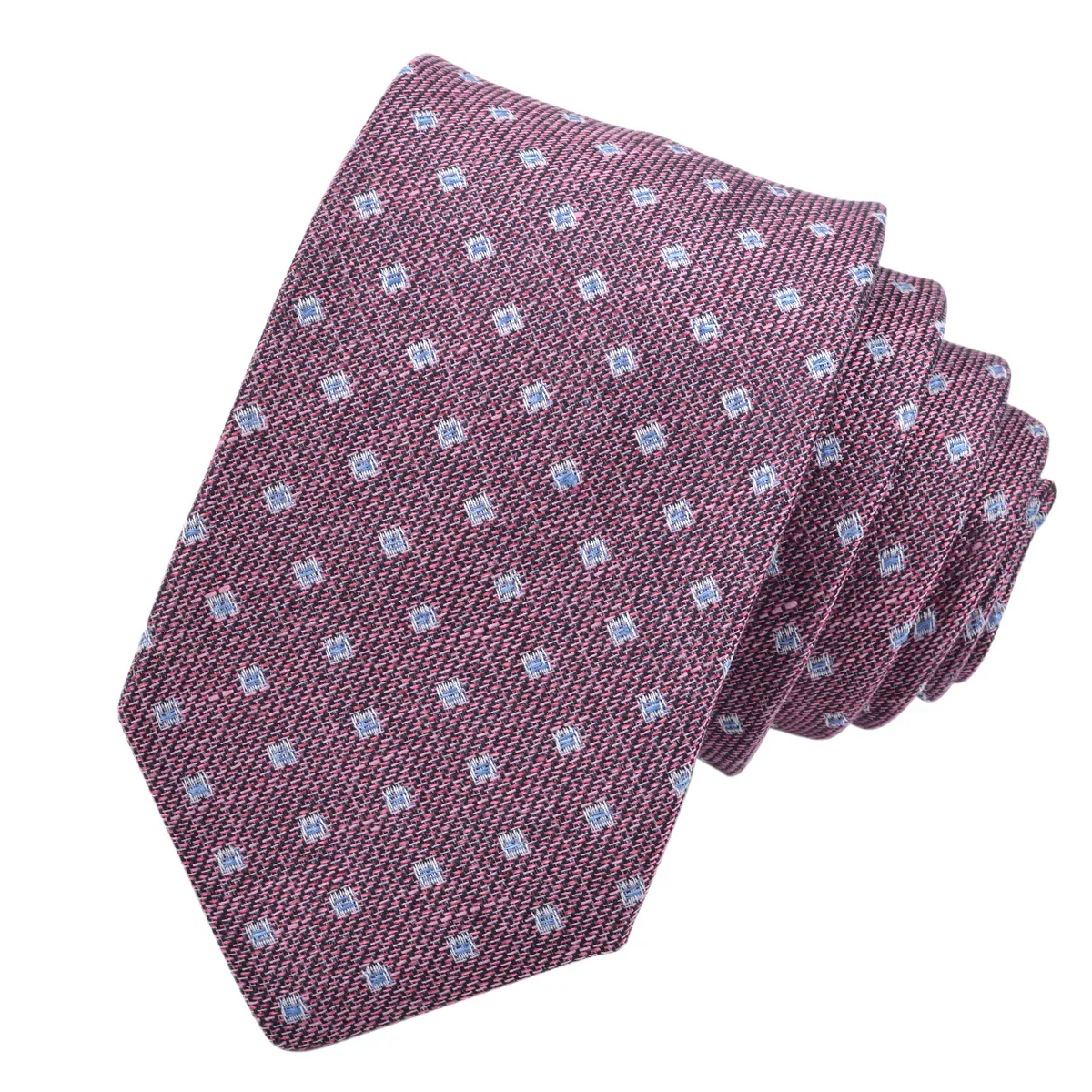 Plum Mélange Micro Diamond Woven Silk-Linen Tie - DION - Image 3