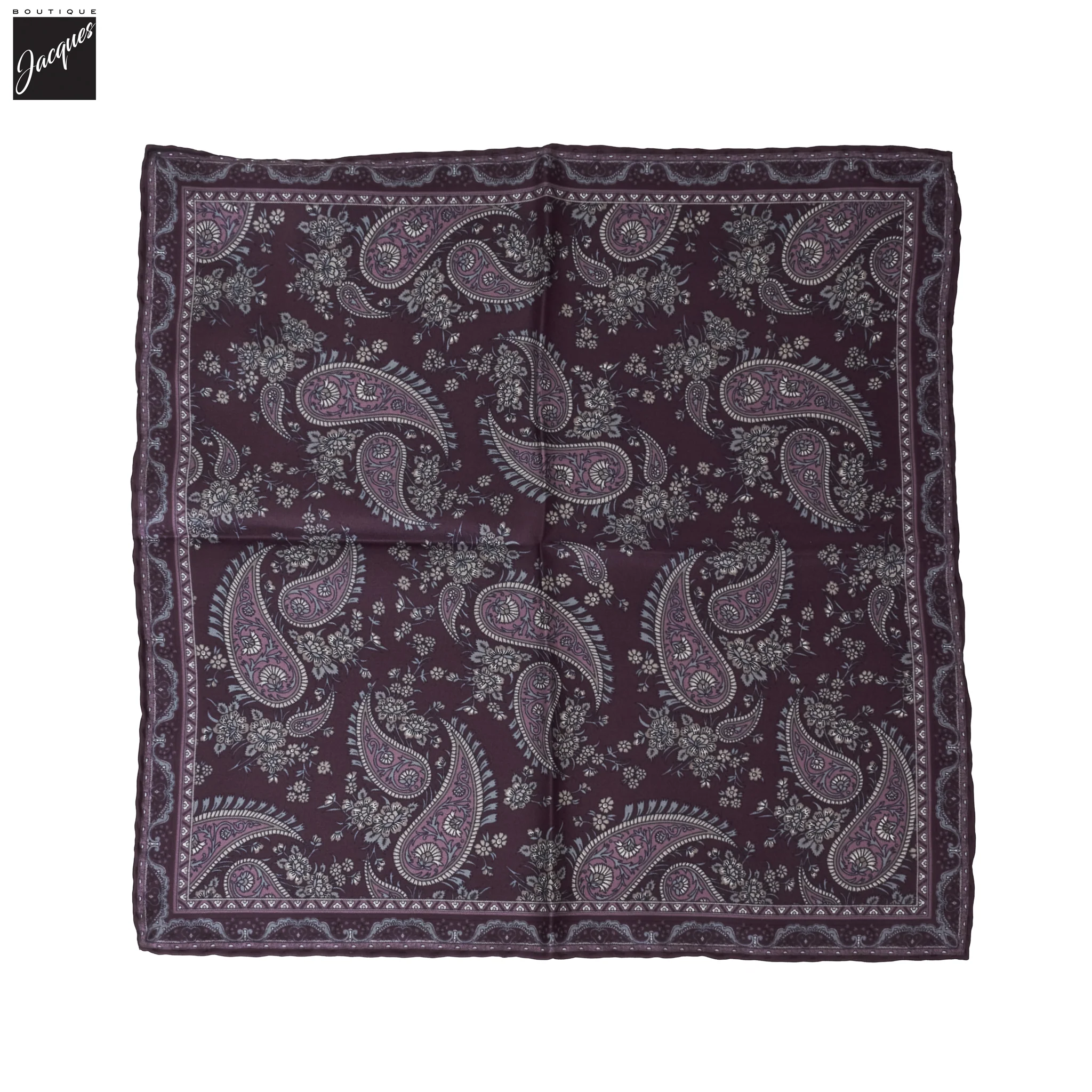 Plum Paisley Patterned Silk Hankie - Paolo Albizzati - Image 2