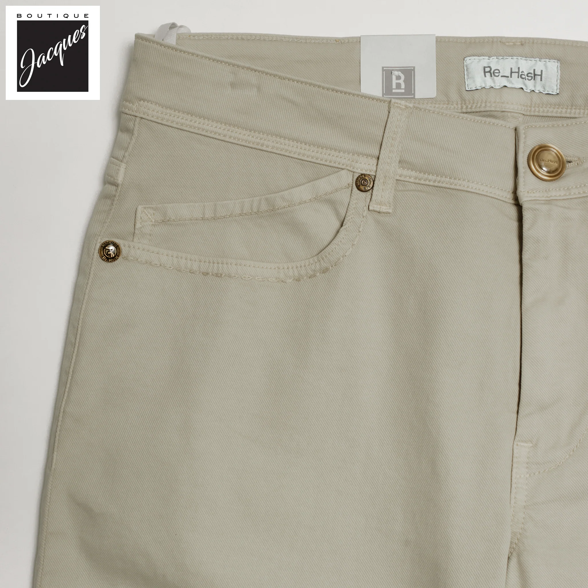 Light Khaki Cotton-Lyocell Twill 5-Pocket Pants - Re-Hash - Image 2