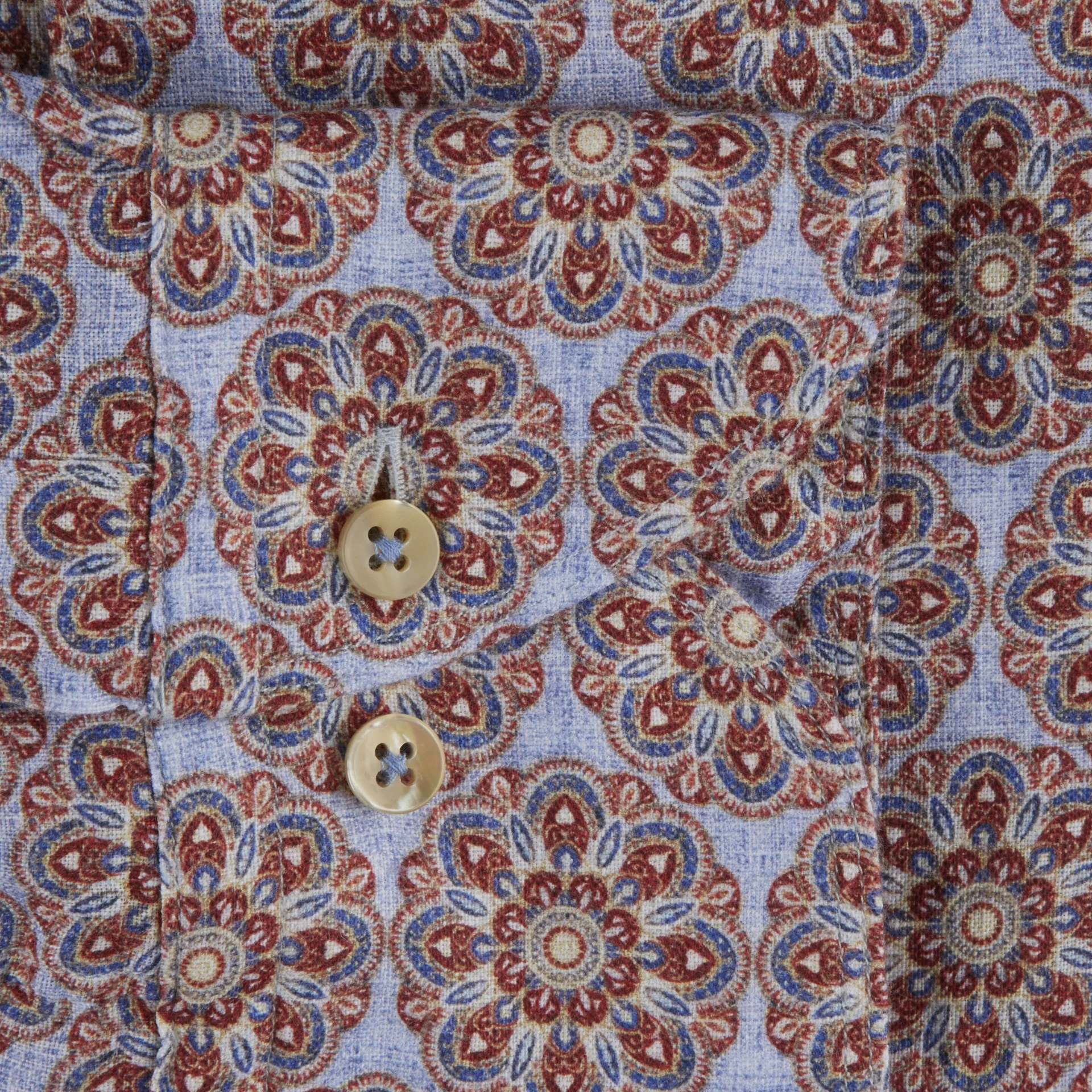 Red Patterned Linen Fitted Body Shirt - Stenströms - Image 3