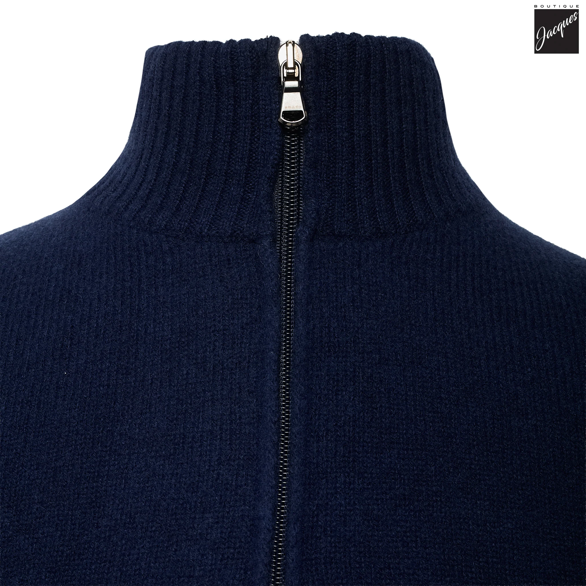 Royal Blue Extra-Fine Air Wool Half Zip Sweater - Fradi - Image 4