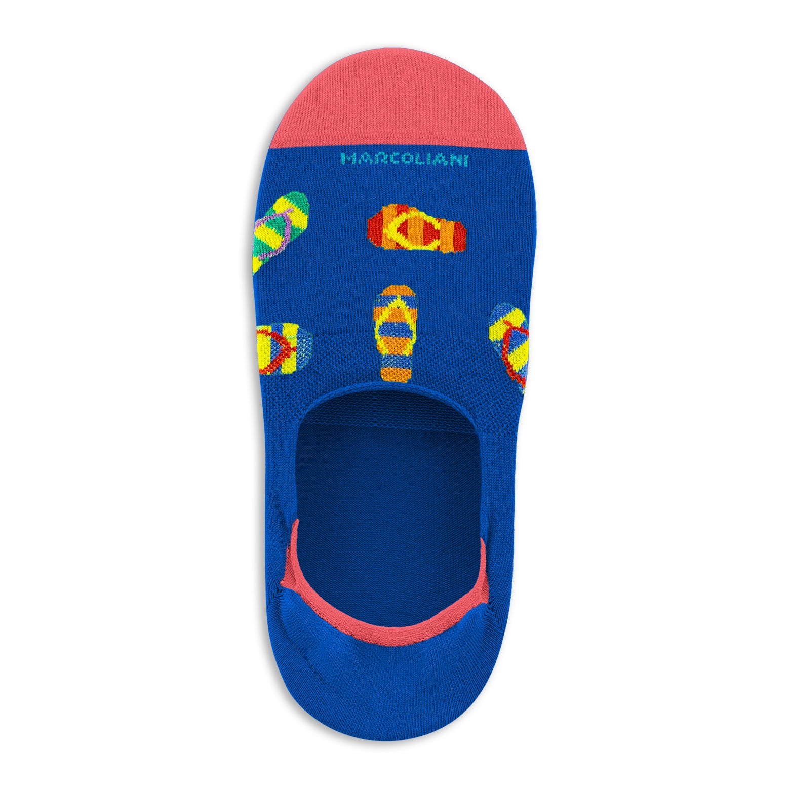 Royal Blue Flip Flop Motif Invisible Touch No-Show Socks - Marcoliani