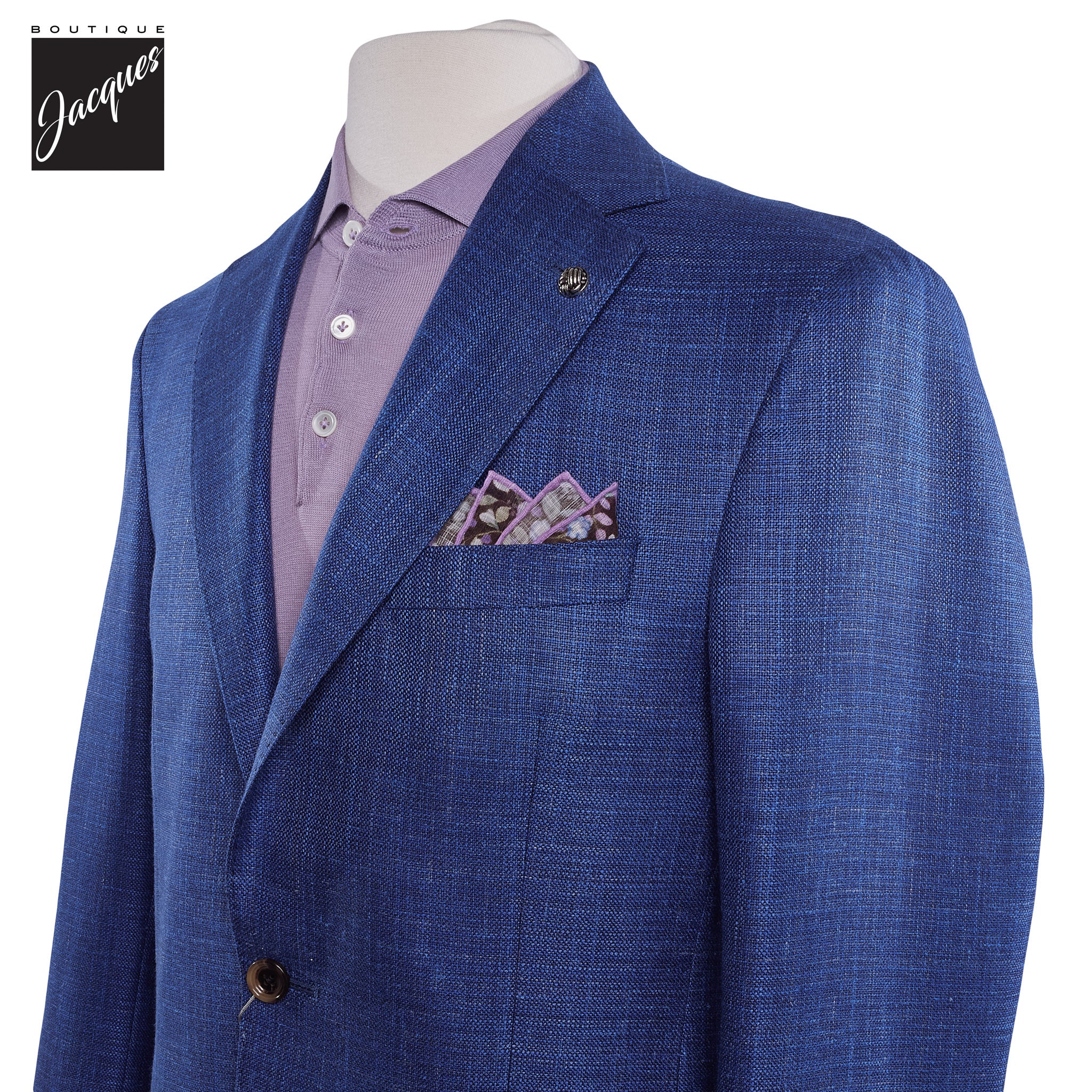 Royal Blue Melange Wool/Silk/Linen Midland Contemporary Fit Sport Jacket - Jack Victor - Image 2