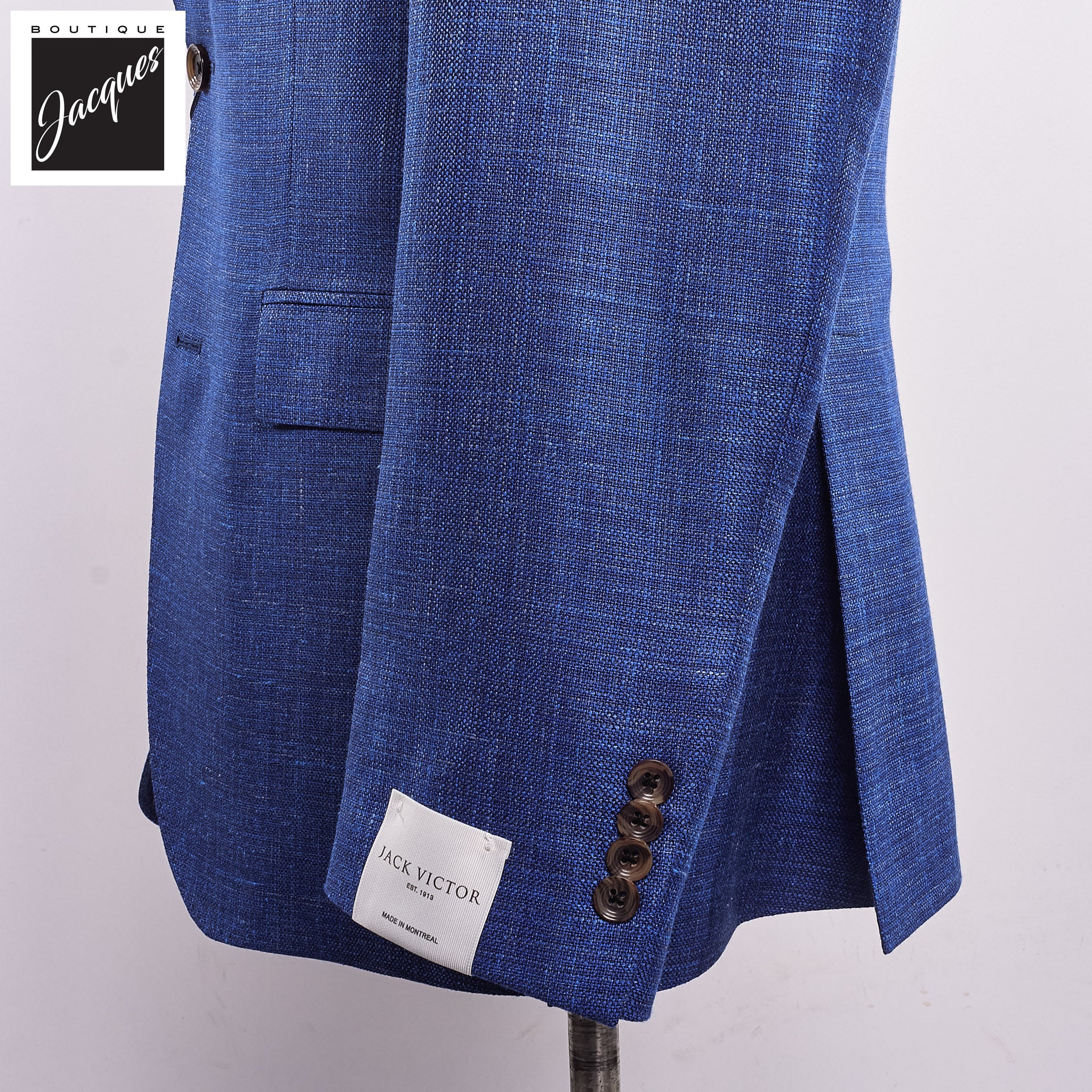 Royal Blue Melange Wool/Silk/Linen Midland Contemporary Fit Sport Jacket - Jack Victor - Image 3