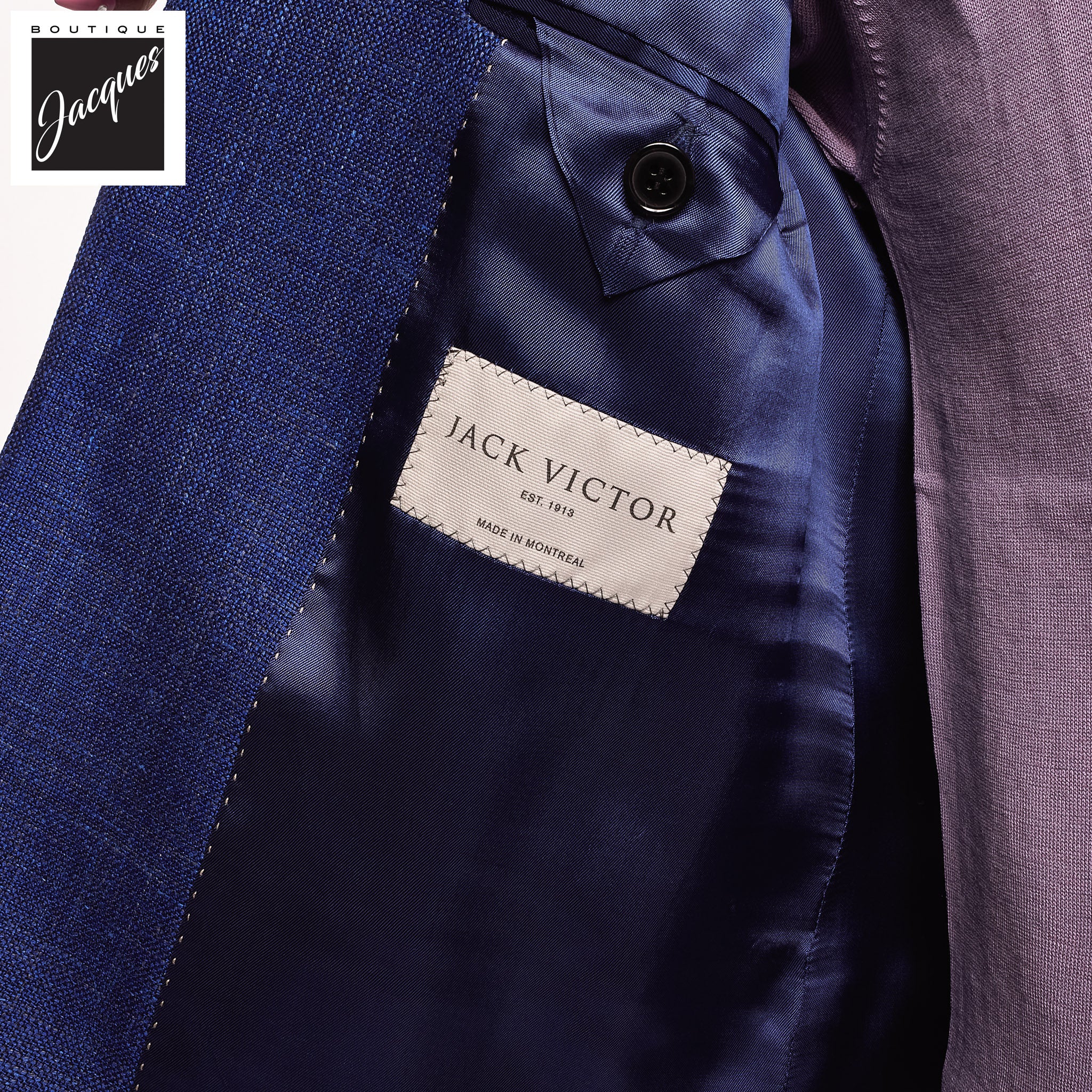 Royal Blue Melange Wool/Silk/Linen Midland Contemporary Fit Sport Jacket - Jack Victor - Image 4