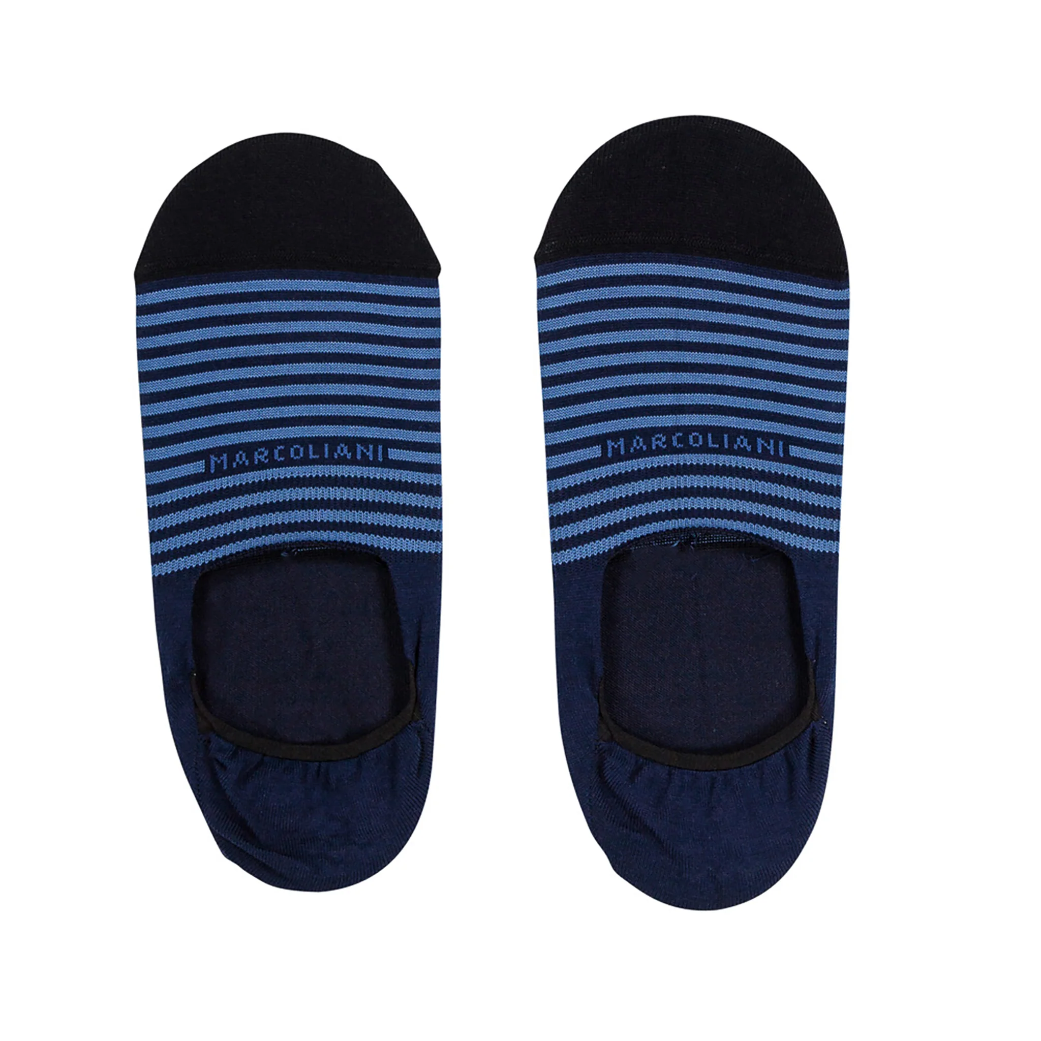 Royal Blue Stripe Invisible Touch No-Show Socks - Marcoliani