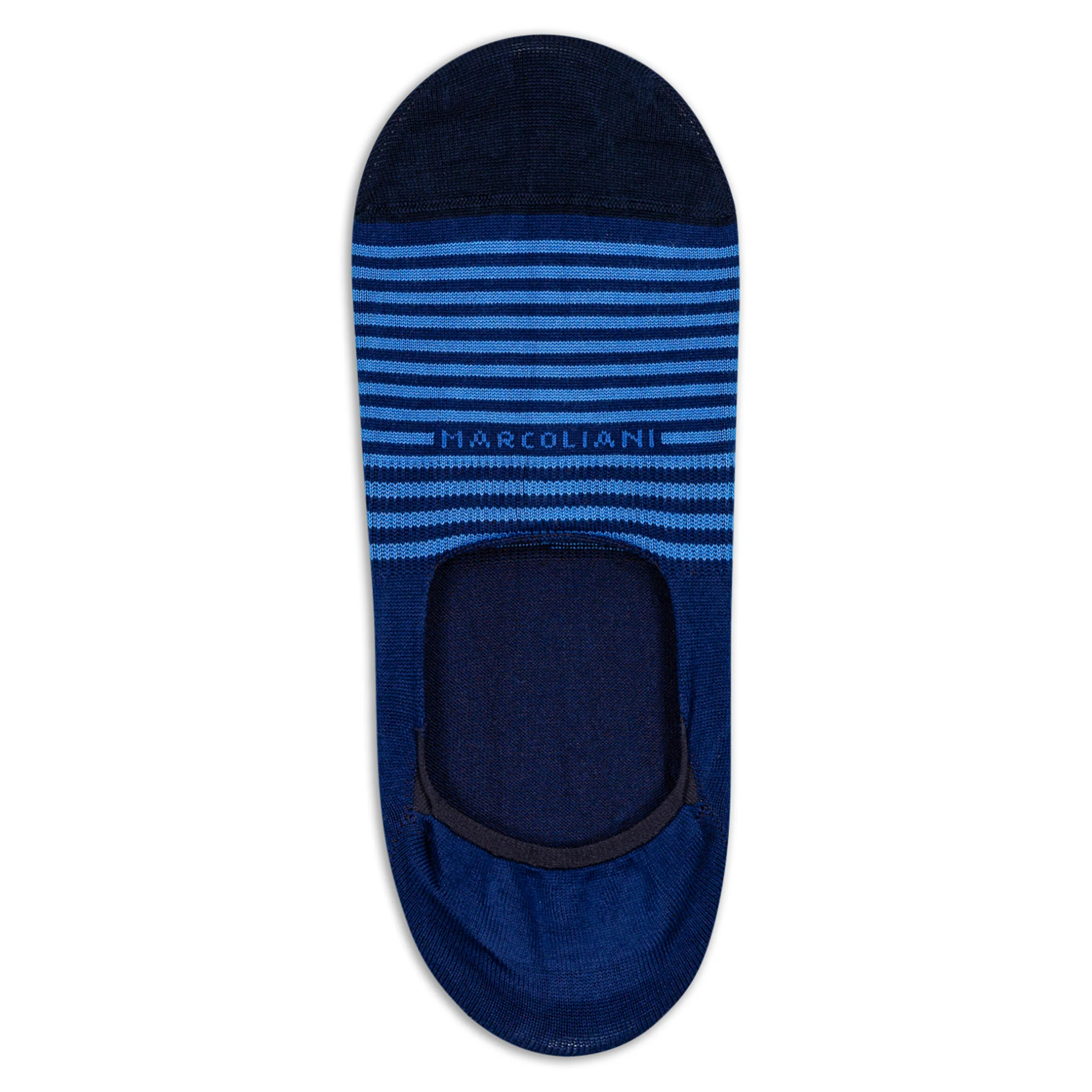 Royal Blue Stripe Invisible Touch No-Show Socks - Marcoliani - Image 2