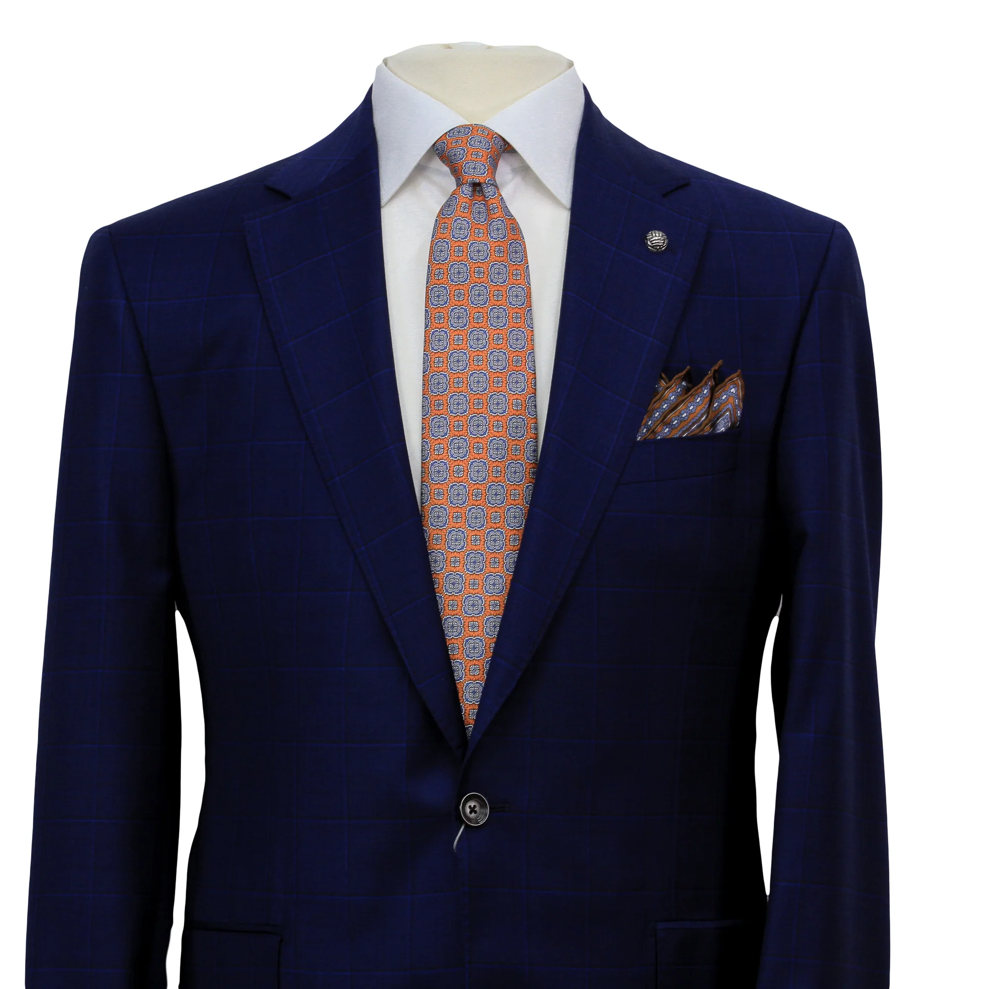 Royal Blue Windowpane Delfino Wool Essence Modern Fit Suit - Jack Victor 1913 - Image 2