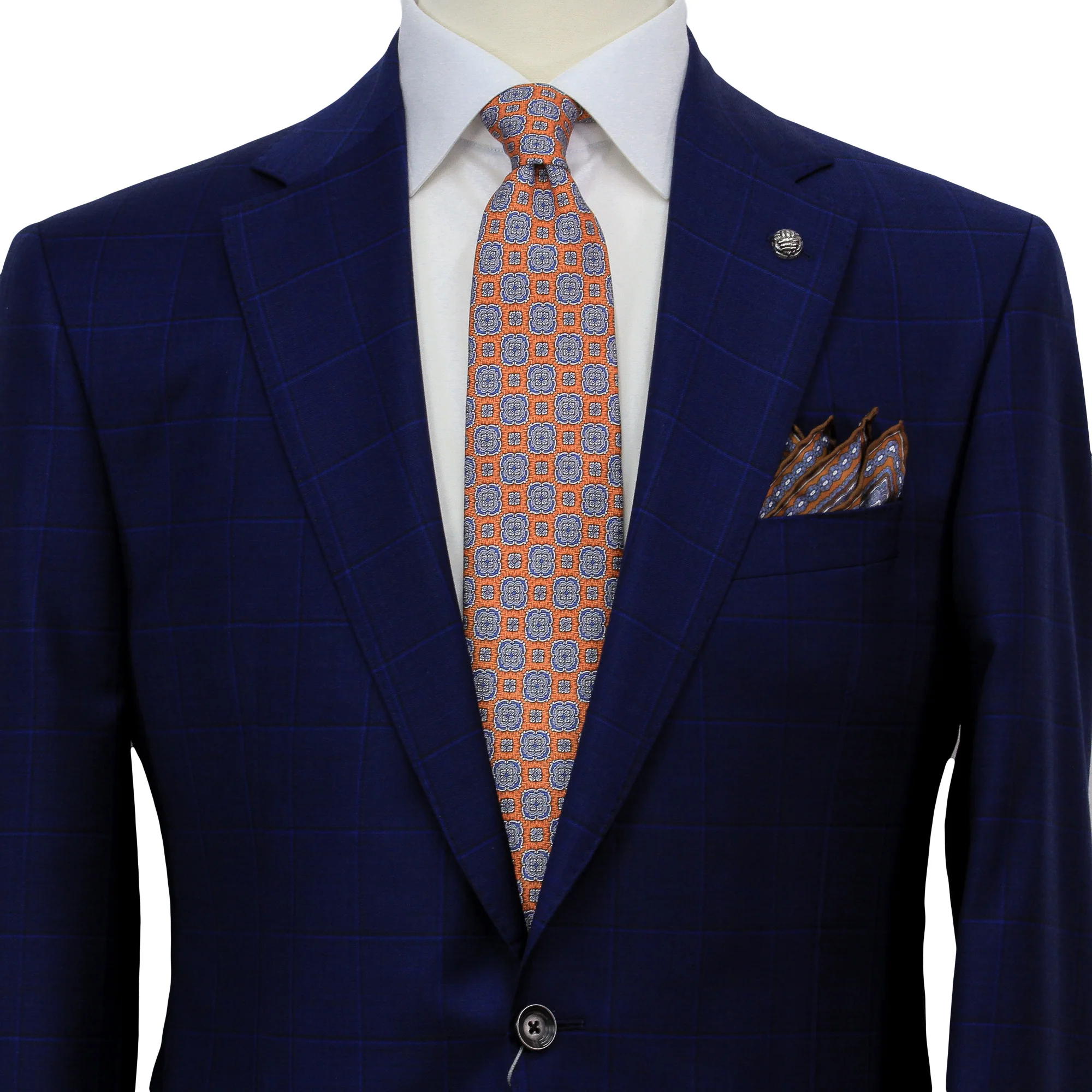 Royal Blue Windowpane Delfino Wool Essence Modern Fit Suit - Jack Victor 1913 - Image 3