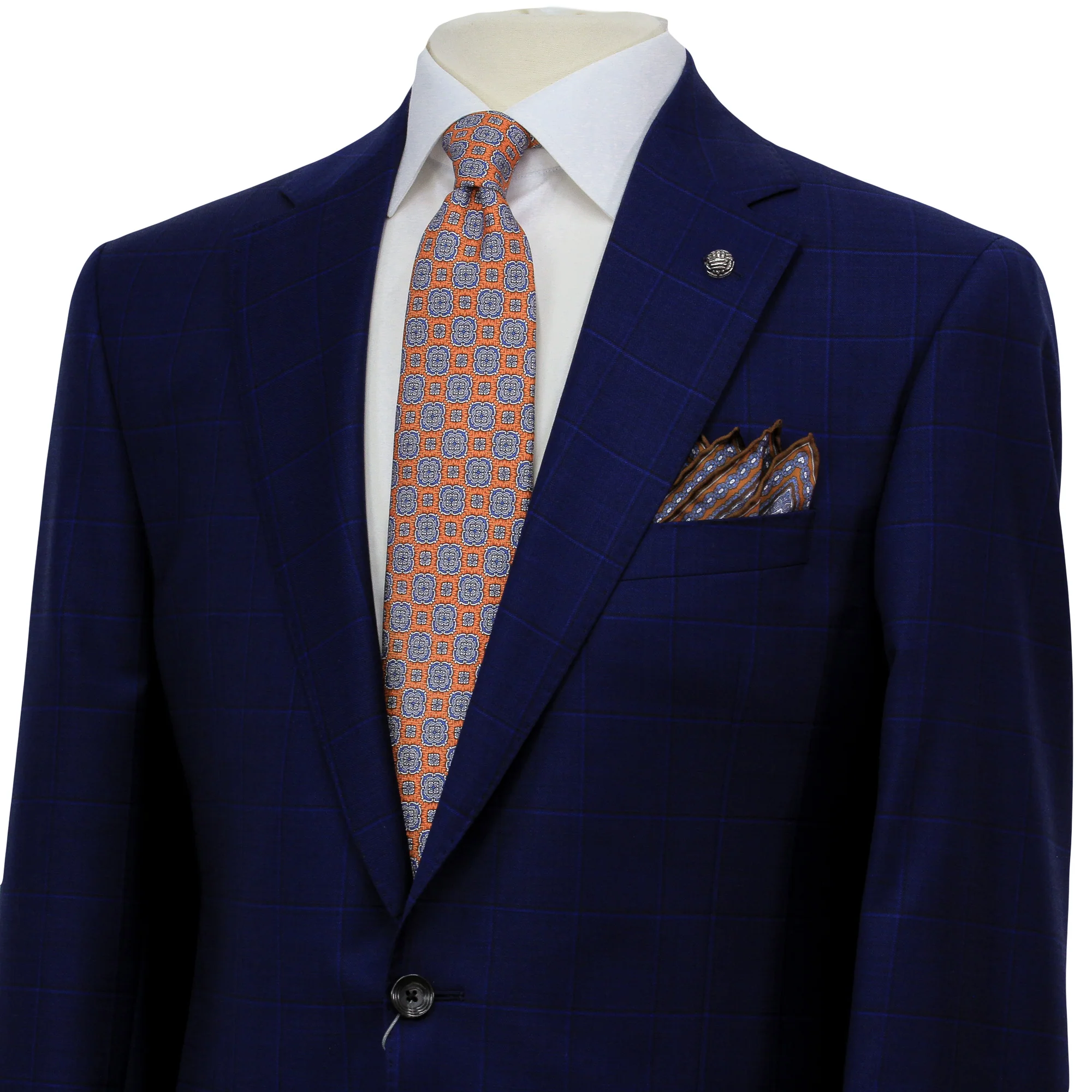 Royal Blue Windowpane Delfino Wool Essence Modern Fit Suit - Jack Victor 1913 - Image 4