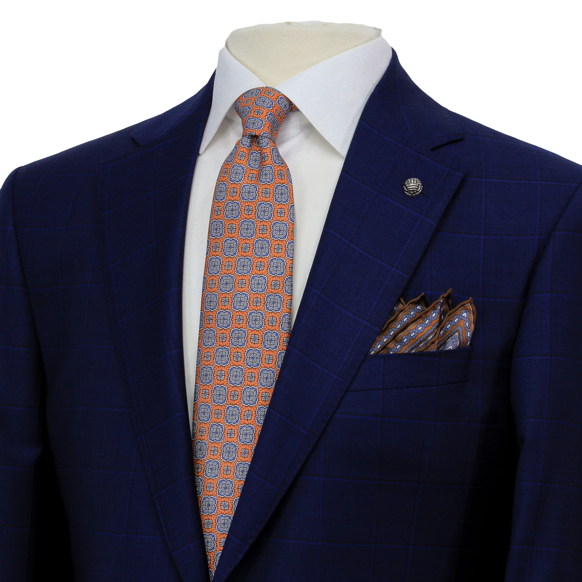Royal Blue Windowpane Delfino Wool Essence Modern Fit Suit - Jack Victor 1913 - Image 5