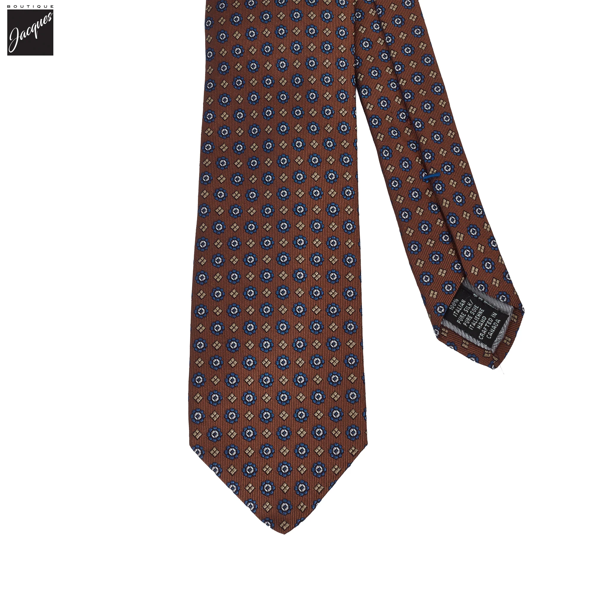 Rust Medallion Woven Silk Tie - DION - Image 2