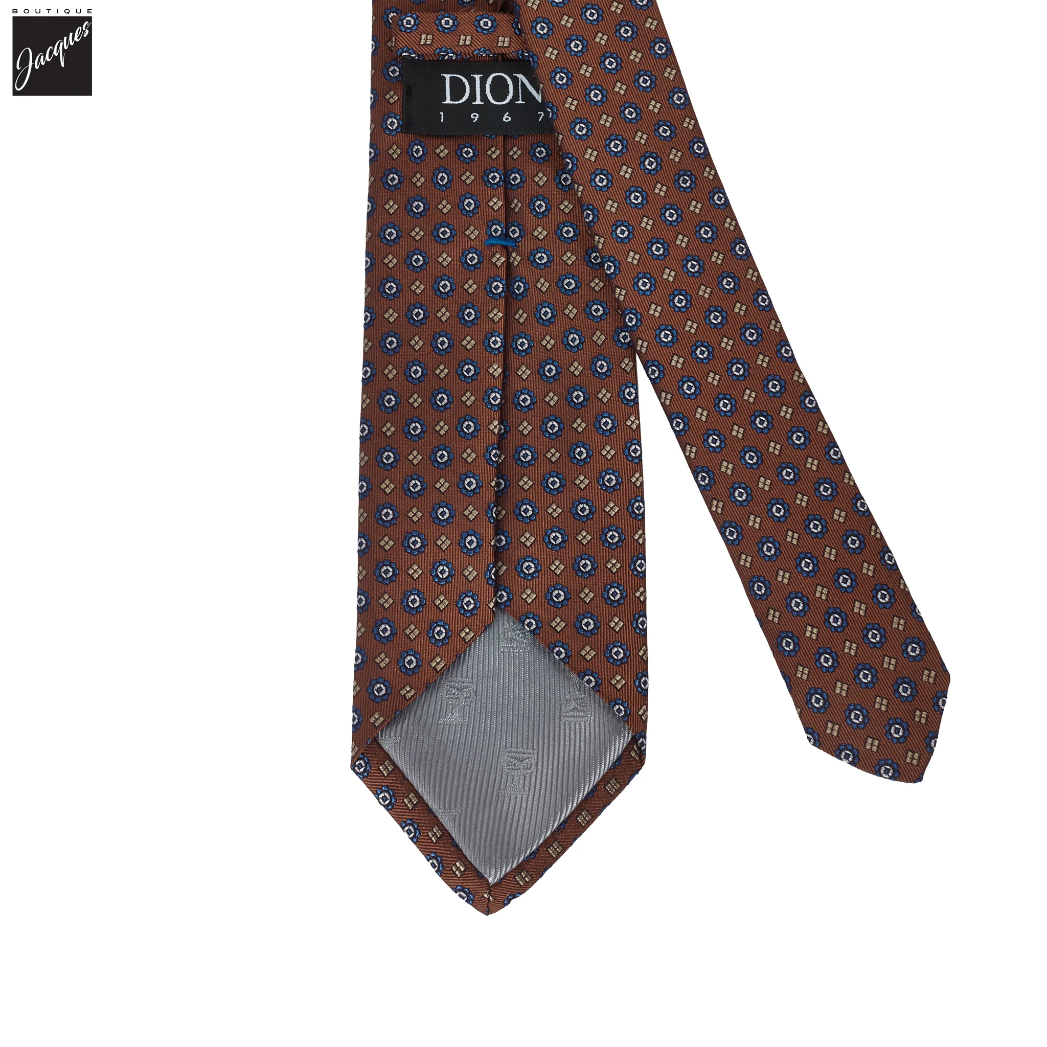 Rust Medallion Woven Silk Tie - DION - Image 3