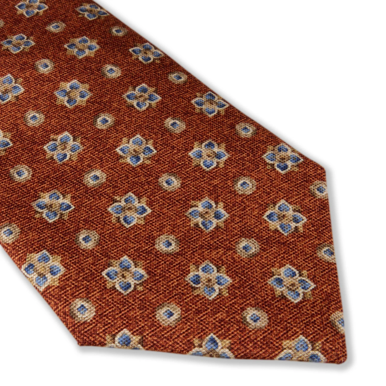 Rusty Orange Patterned Silk Tie - Stenströms - Image 2