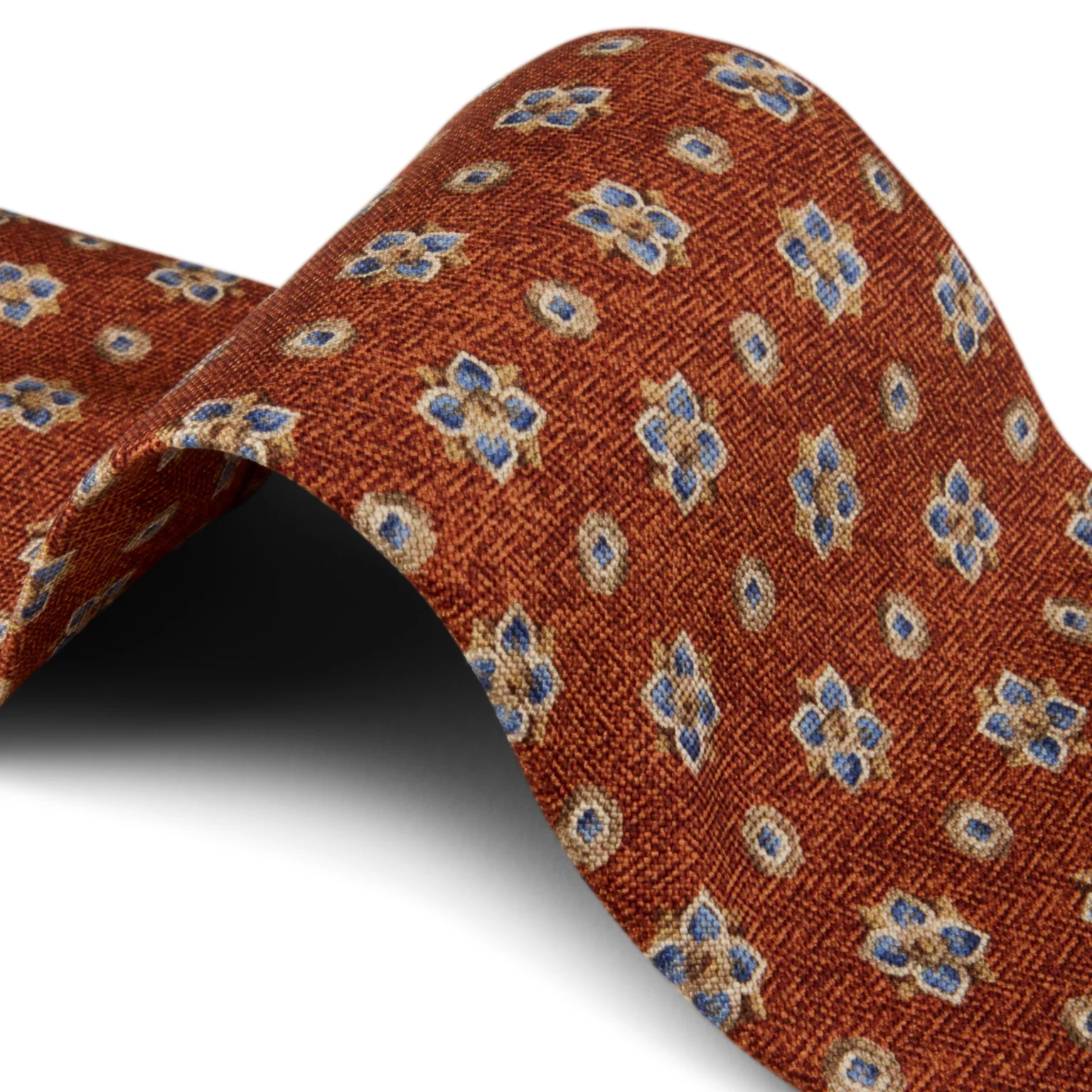 Rusty Orange Patterned Silk Tie - Stenströms - Image 3