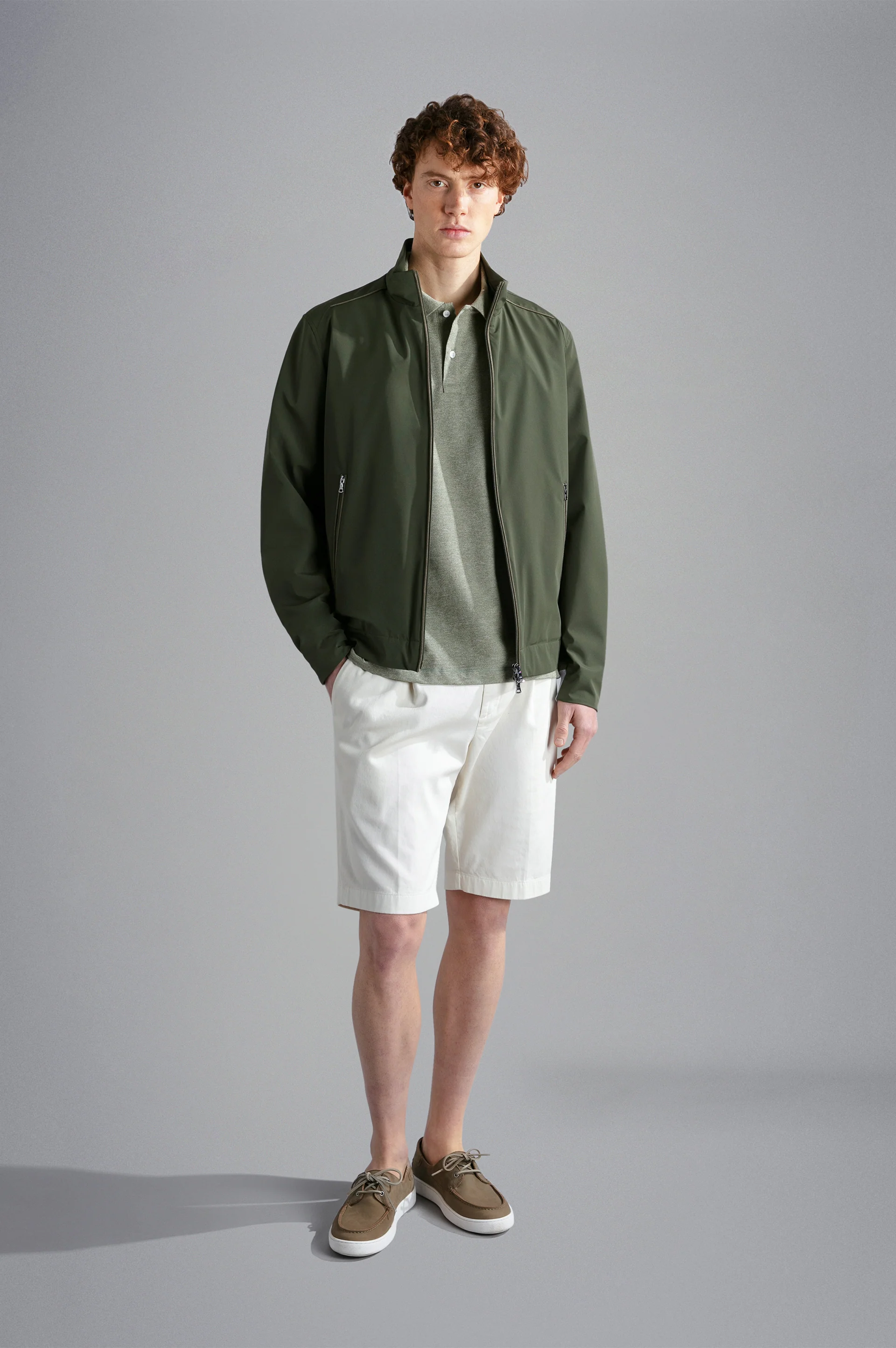 Sage Green Melange Cotton Polo Shirt - PAUL & SHARK - Image 8