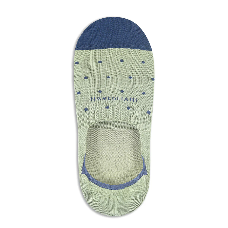 Sage Green Polka Dot Invisible Touch No-Show Socks - Marcoliani
