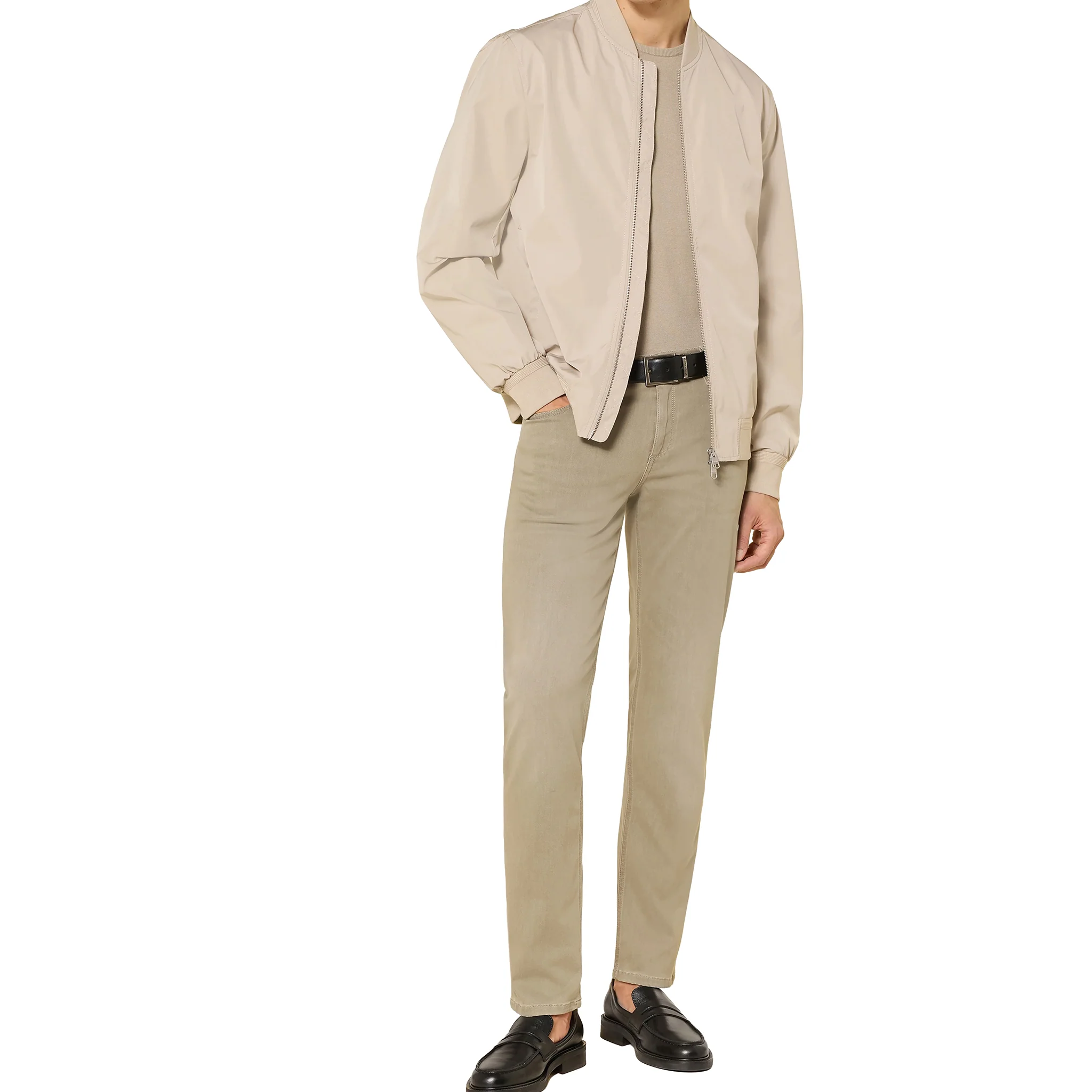 Sage Green Premium Regular Fit Soft Ultralight Five Pocket Pants - ALBERTO
