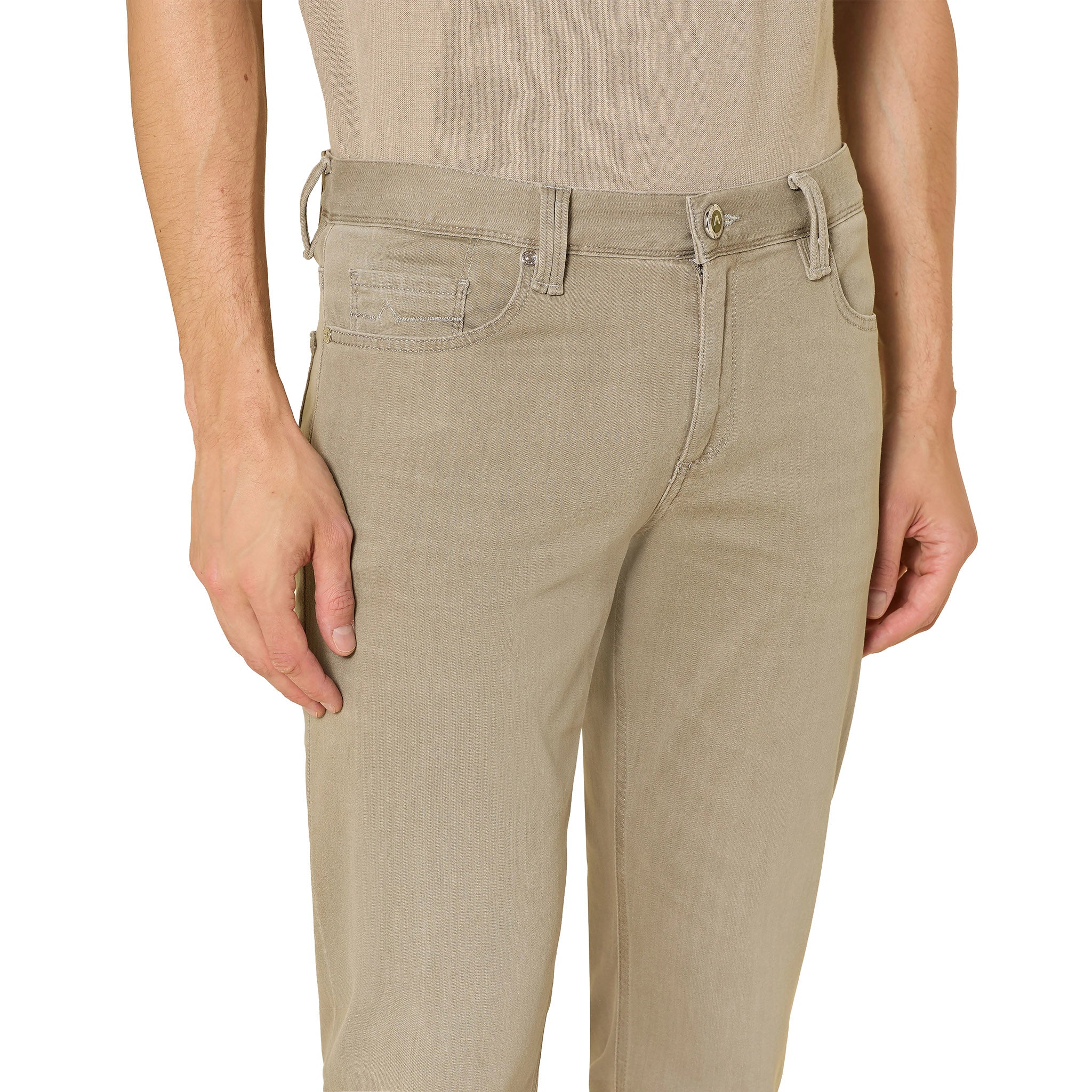 Sage Green Premium Regular Fit Soft Ultralight Five Pocket Pants - ALBERTO - Image 8