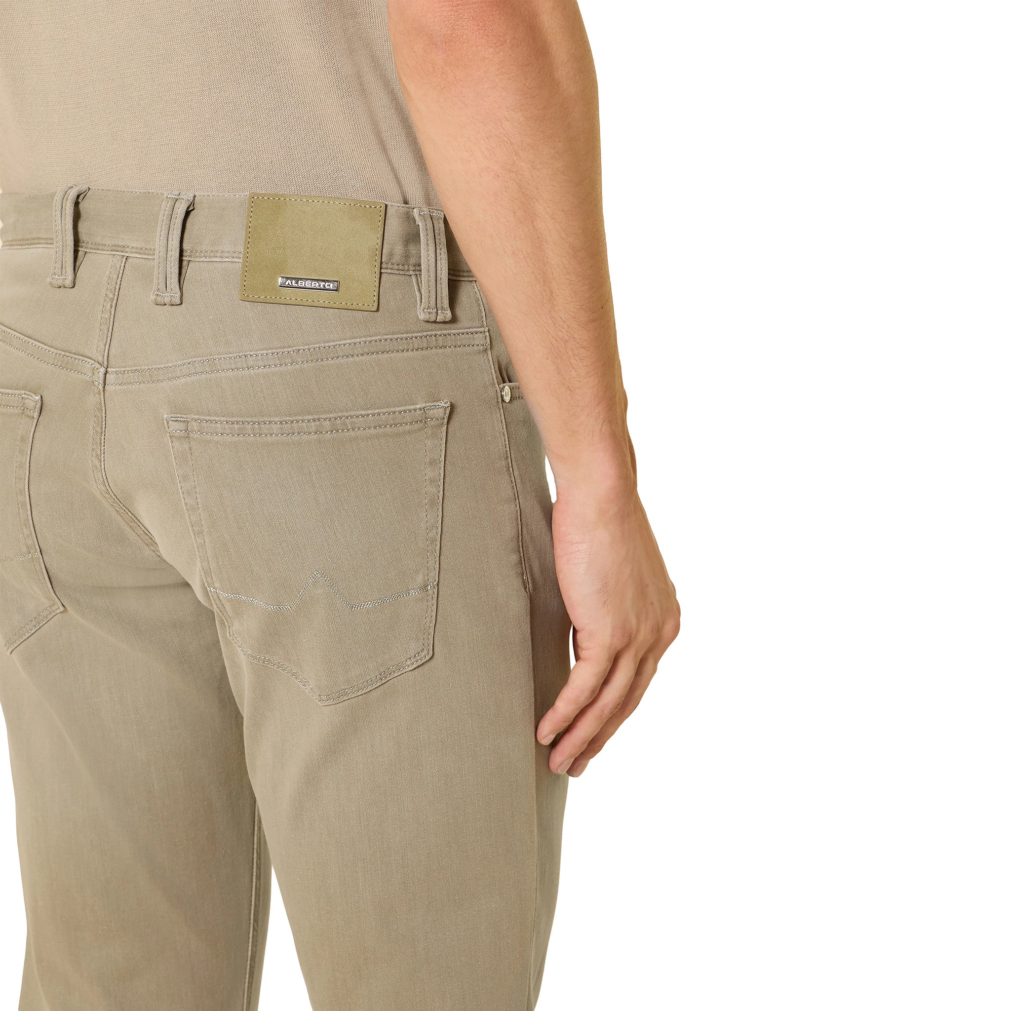Sage Green Premium Regular Fit Soft Ultralight Five Pocket Pants - ALBERTO - Image 9