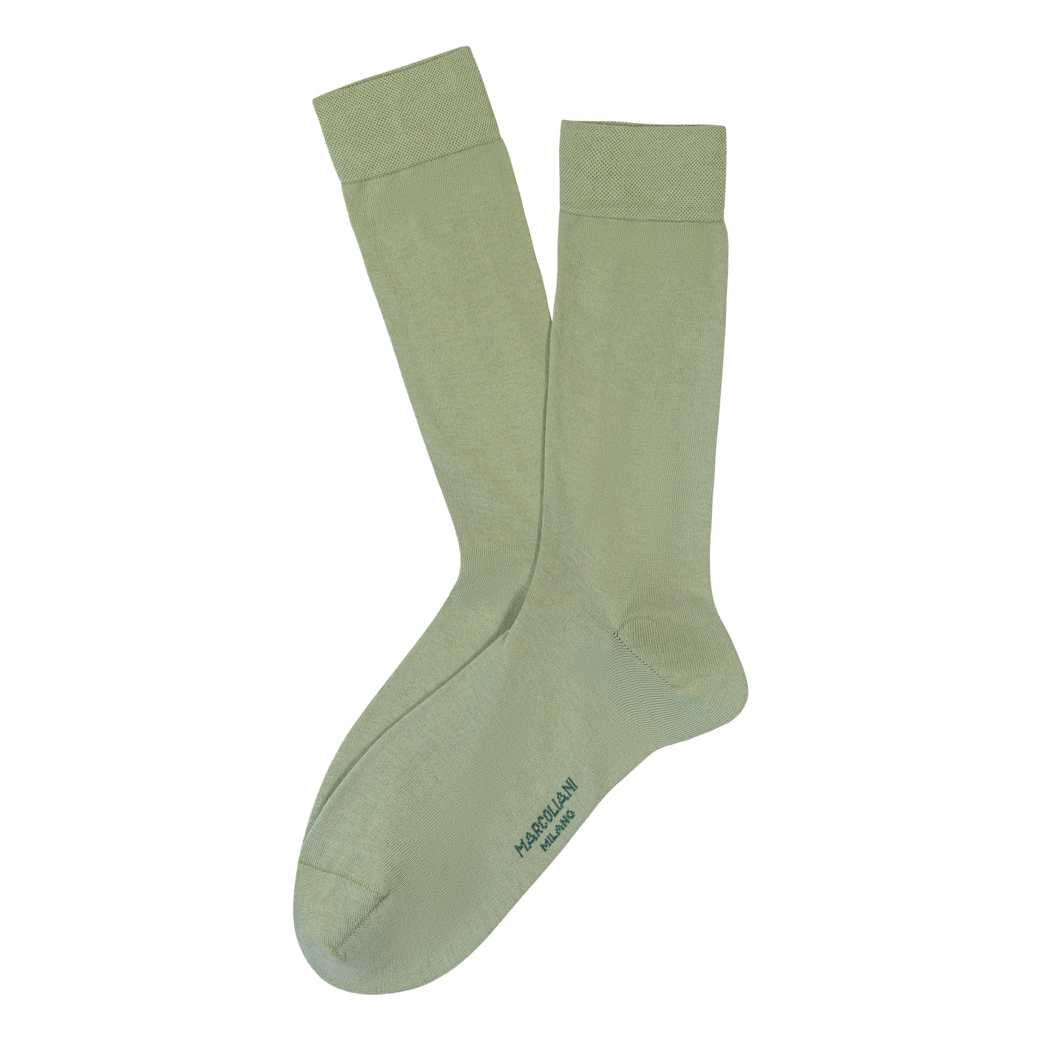 Sage Green Solid Pima Cotton Mid-Calf Sock - Marcoliani