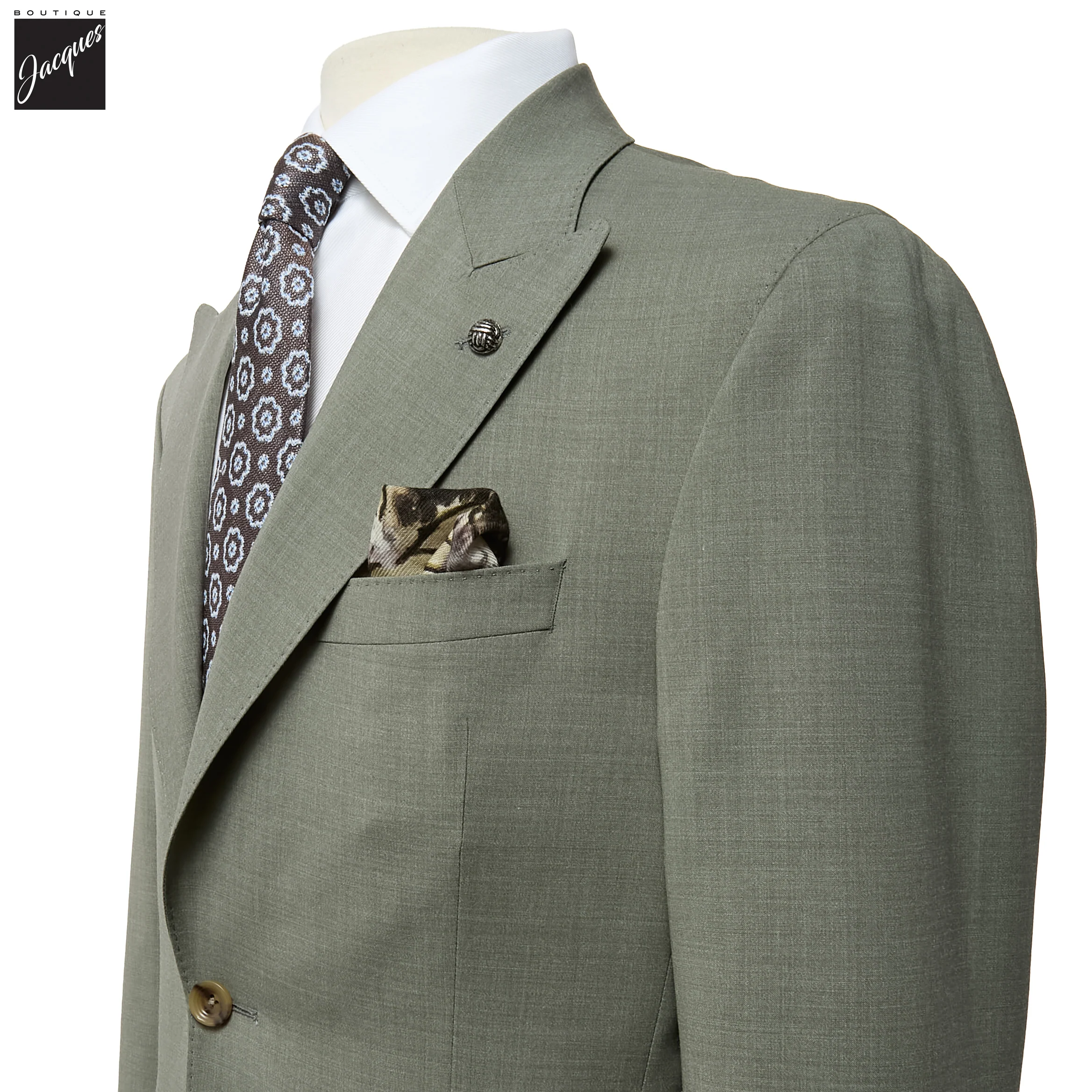 Sage Green Solid Wool-Stretch Marco Contemporary Fit Suit - Jack Victor - Image 2