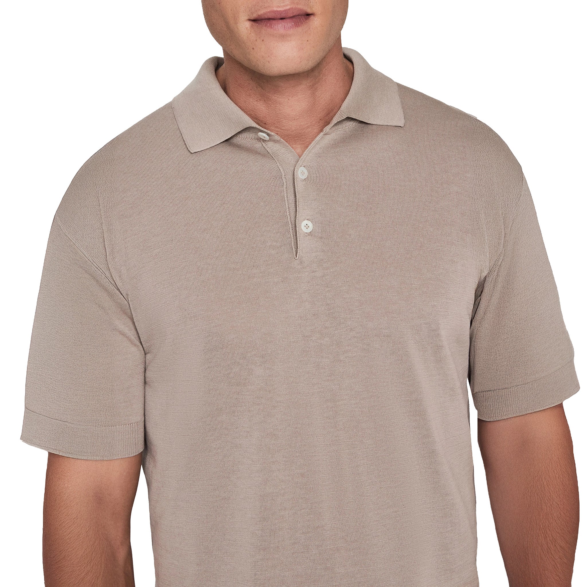 Sand Cotton Silk Tupper Knit Polo - Jack Victor - Image 3
