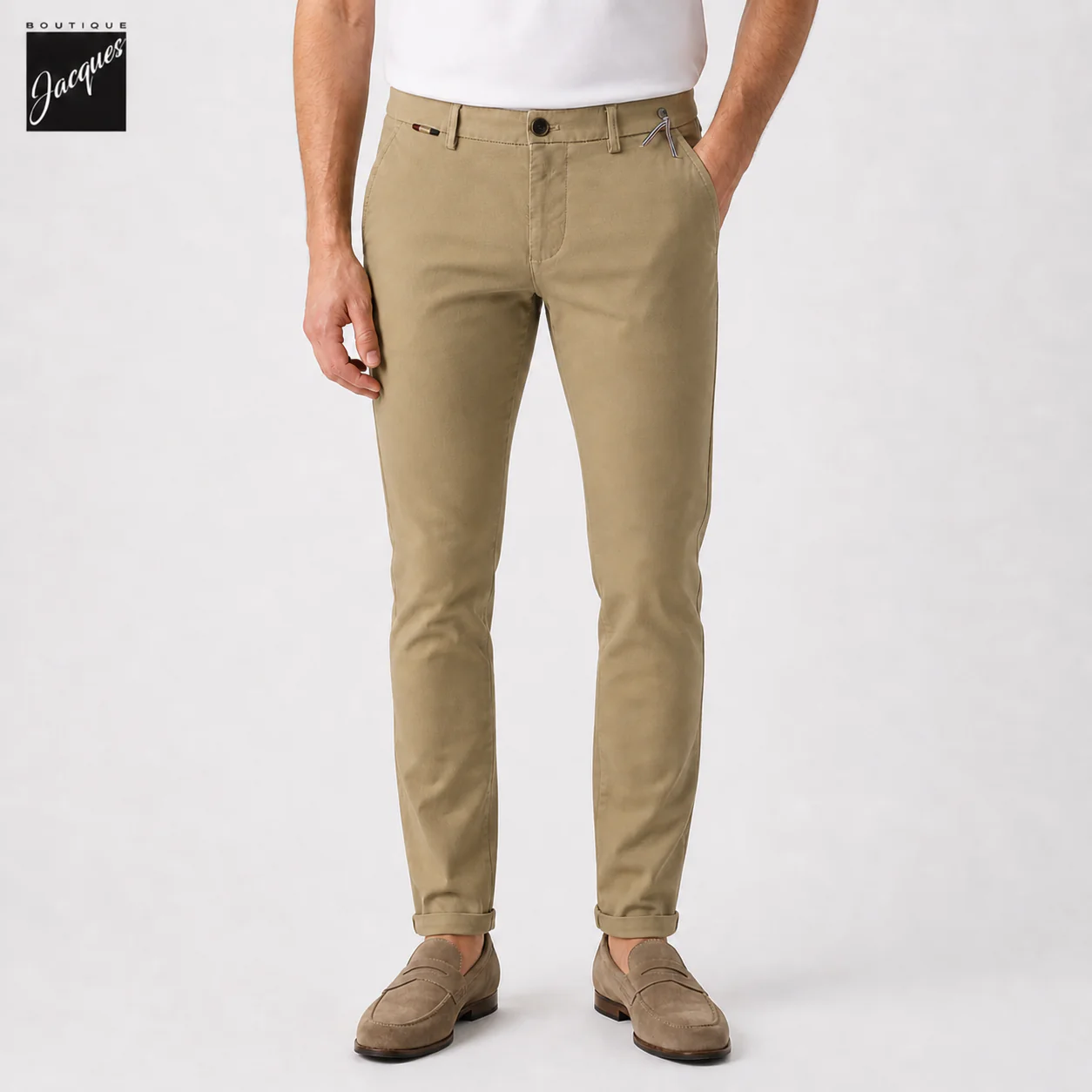 Sand Gaberdine Stretch Torino Slim Fit Chino Pants - Mason's